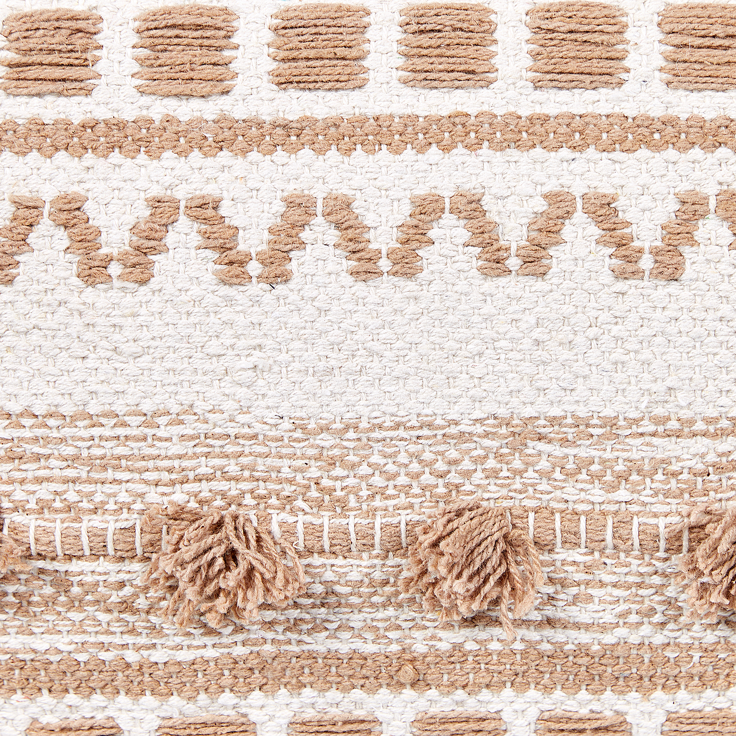 Boho Pouffe Beige Cotton 50 x 50 x 35cm EPS Filling