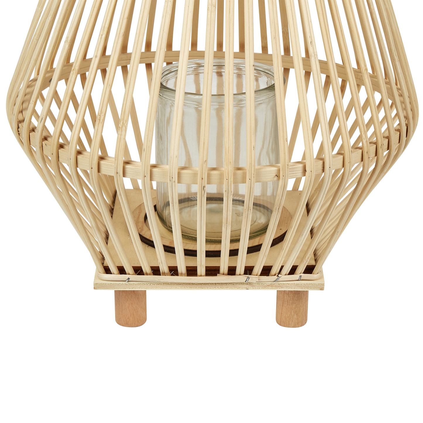 Willow Candle Lantern Floor Lamp 58cm Light Brown Glass Holder Boho