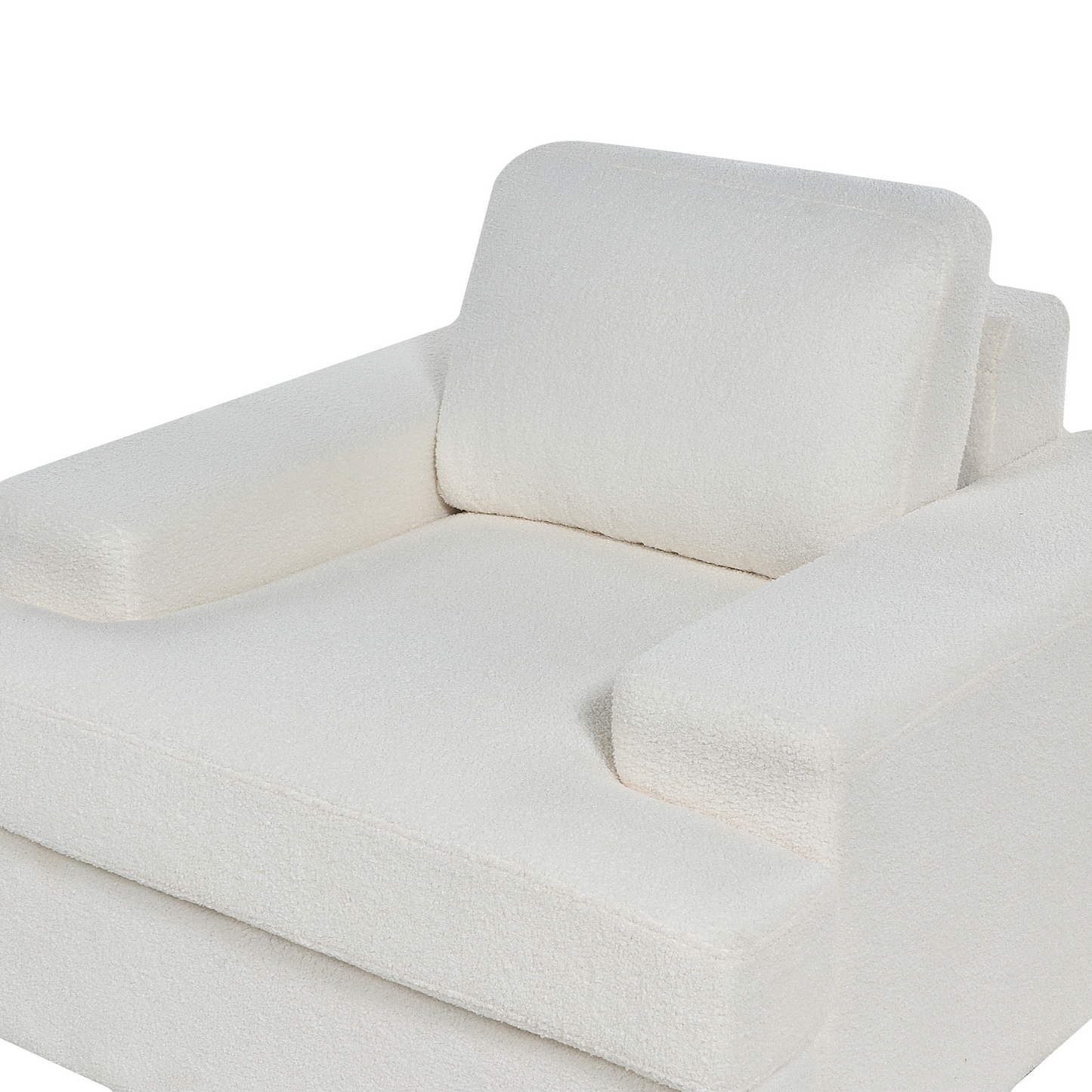 White Boucle 5 Seater Sofa Set With Armchairs Thick Backrest