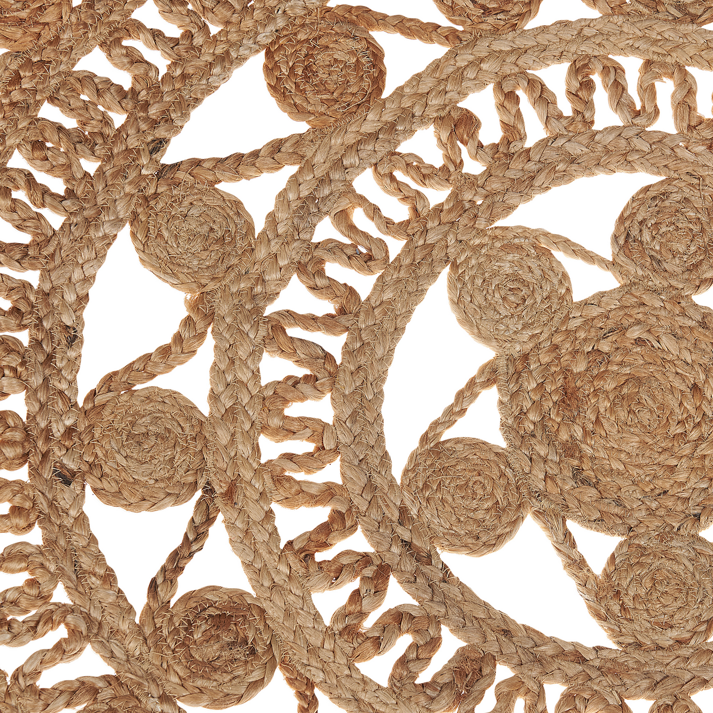 Boho Round Jute Area Rug 140cm Beige Handmade Braided