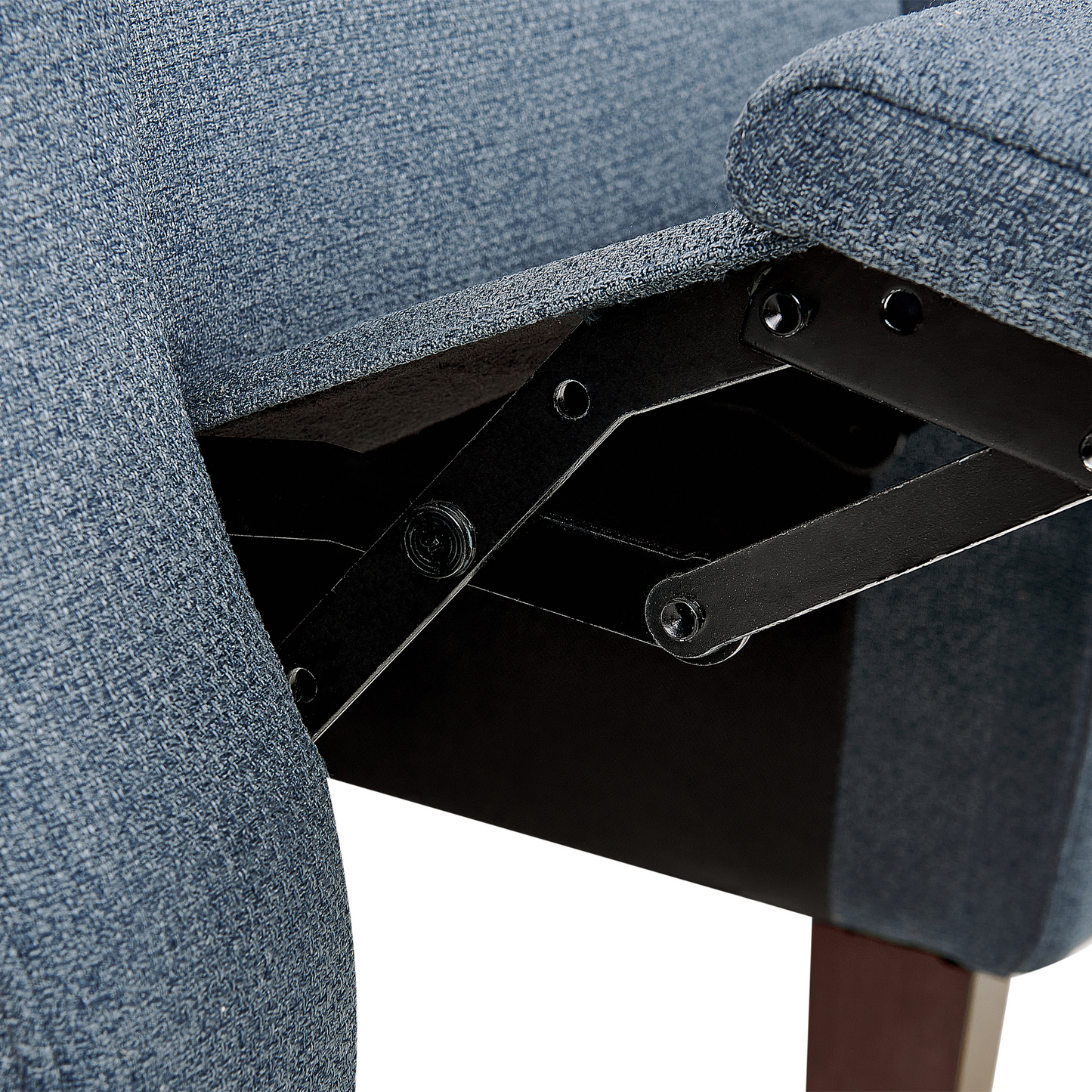 Blue Fabric Recliner Chair With Push Back Footrest