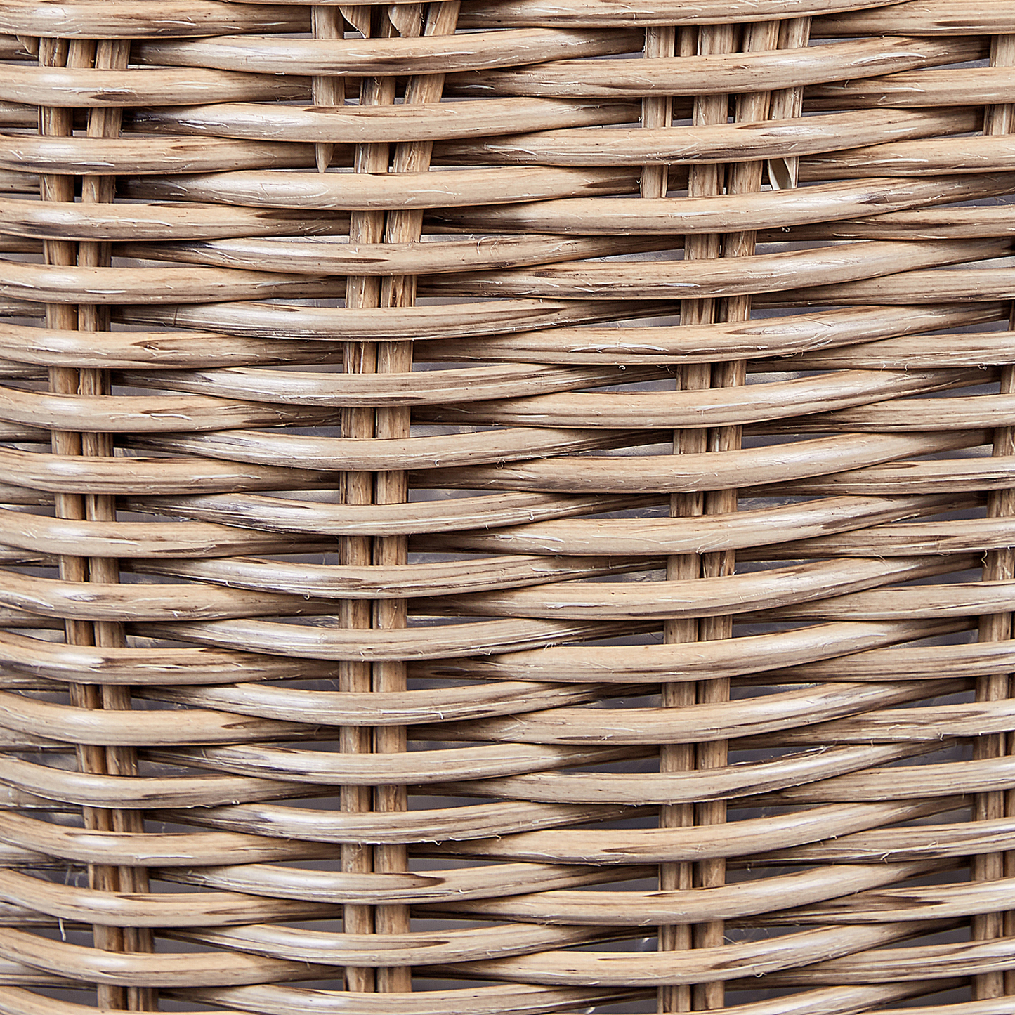 Set Of 3 Brown PE Rattan Plant Baskets With Handles Round With Synthetic Inlay