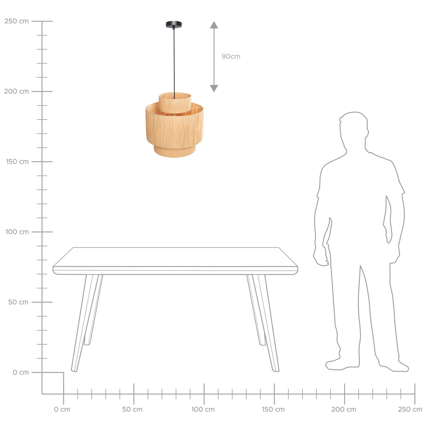 Three-Tier Natural Raffia Pendant Lamp