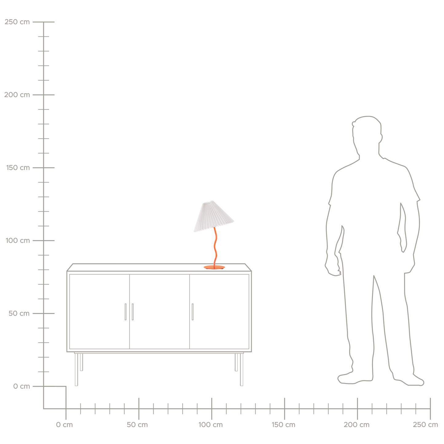 Table Lamp Orange Metal Base Pleated Shade Modern