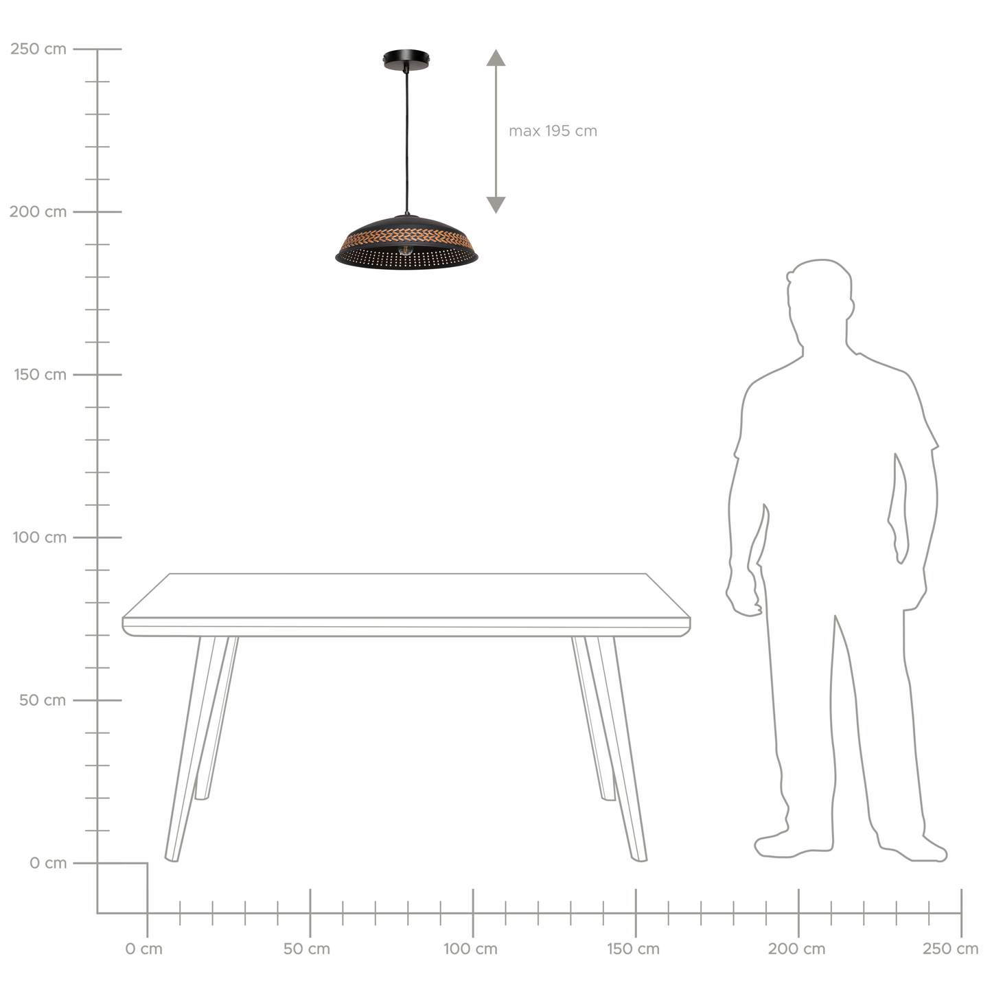 Pendant Hanging Lamp Black Iron PU Leather Dome Shade