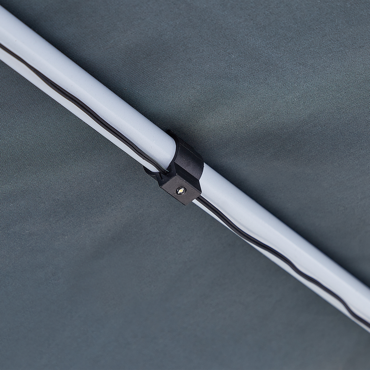 Pergola Grey 310 x 310cm Steel Frame Fabric Shade Solar LED