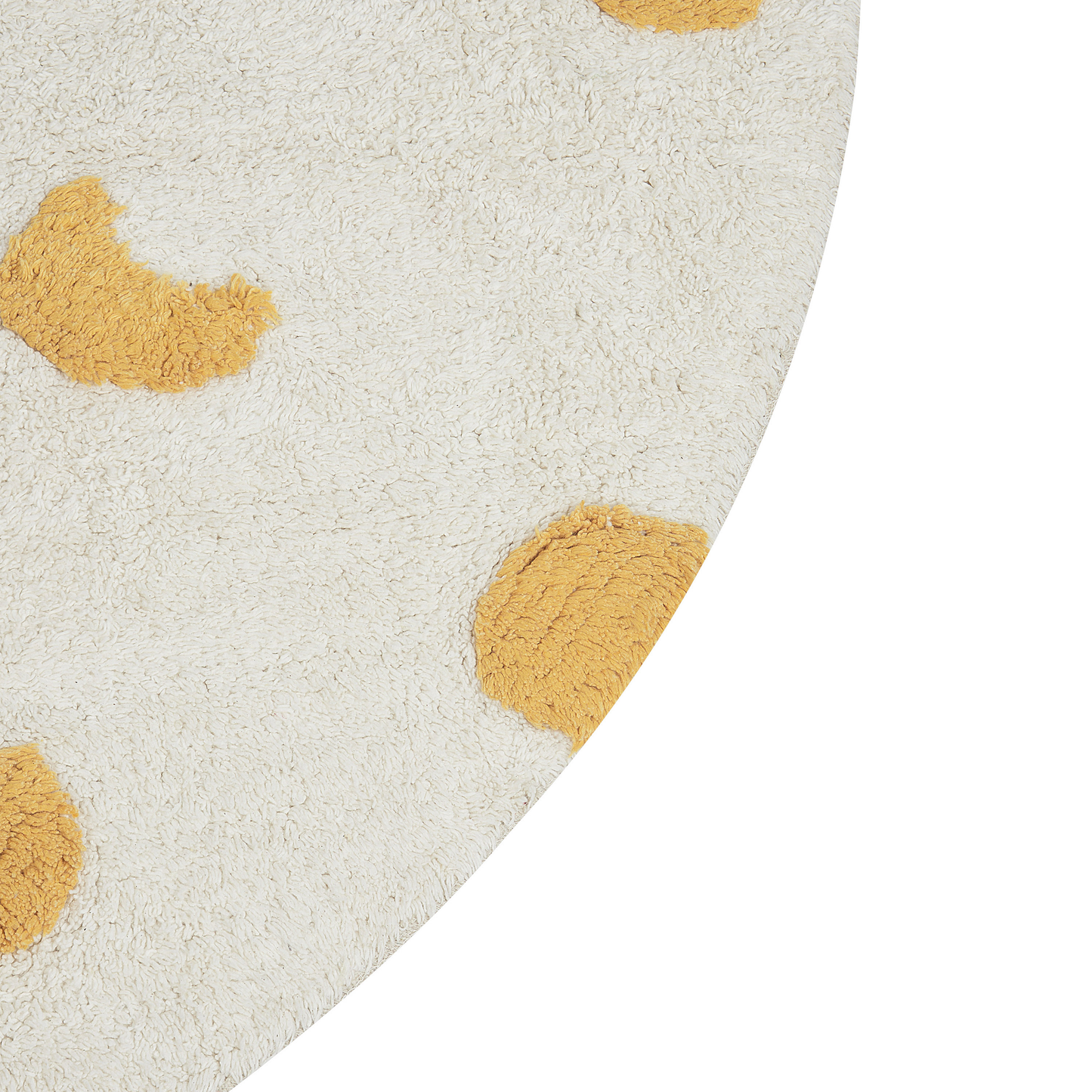 Round Cotton Area Rug 140cm Beige Yellow Boho
