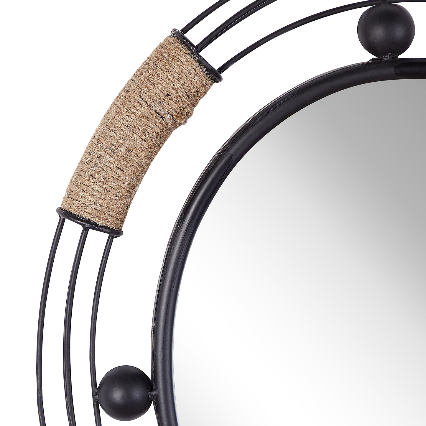 Black Round Wall Mirror 60cm Solid Wood Frame