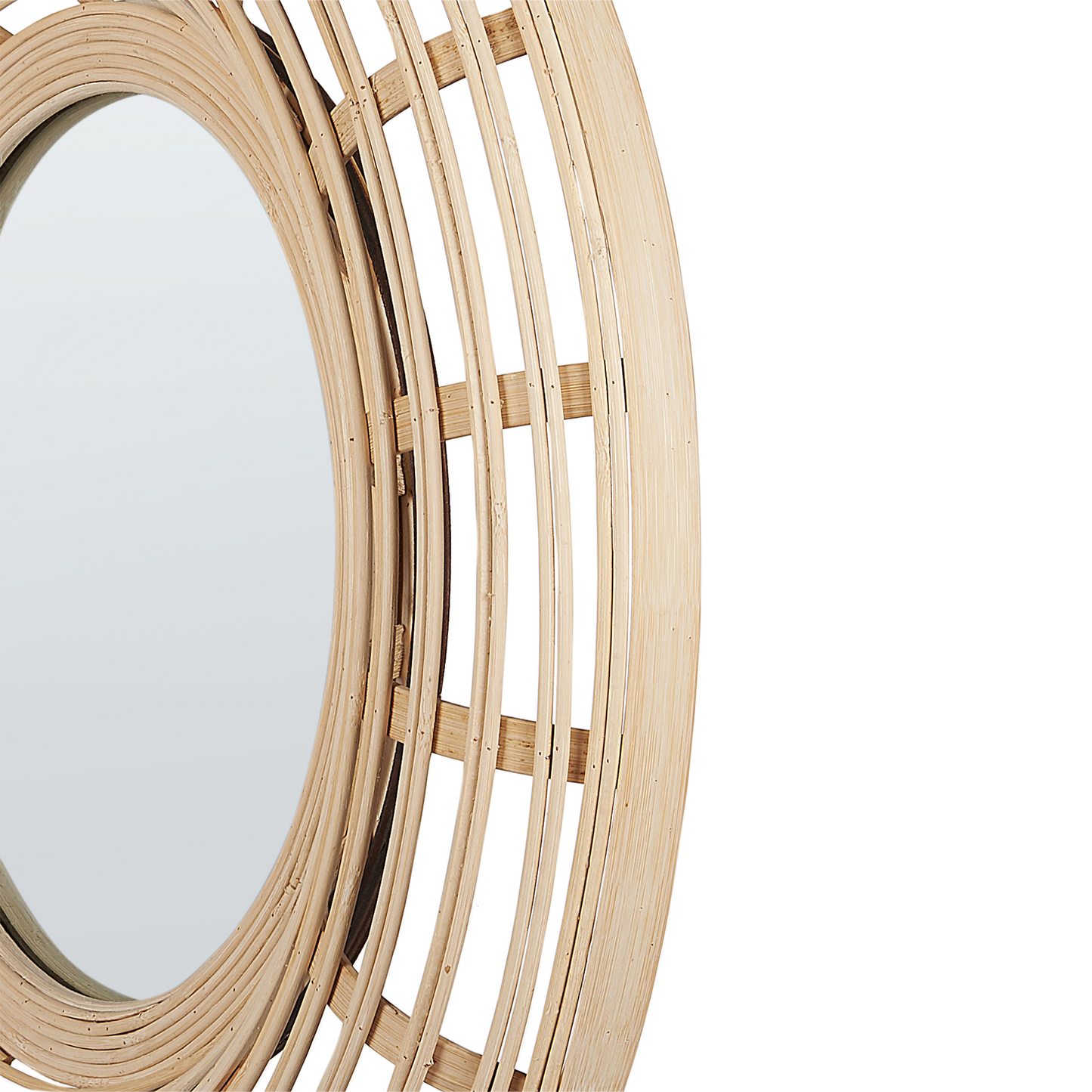 Bamboo Round Wall Mirror 60cm Natural Frame Minimalist Decor