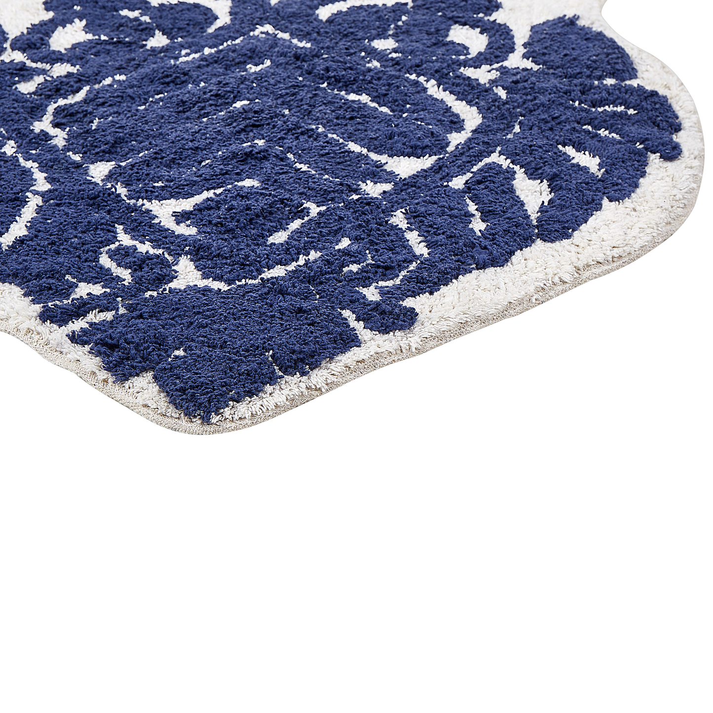 Blue Cotton Bath Mat 150 x 60cm Irregular Shape