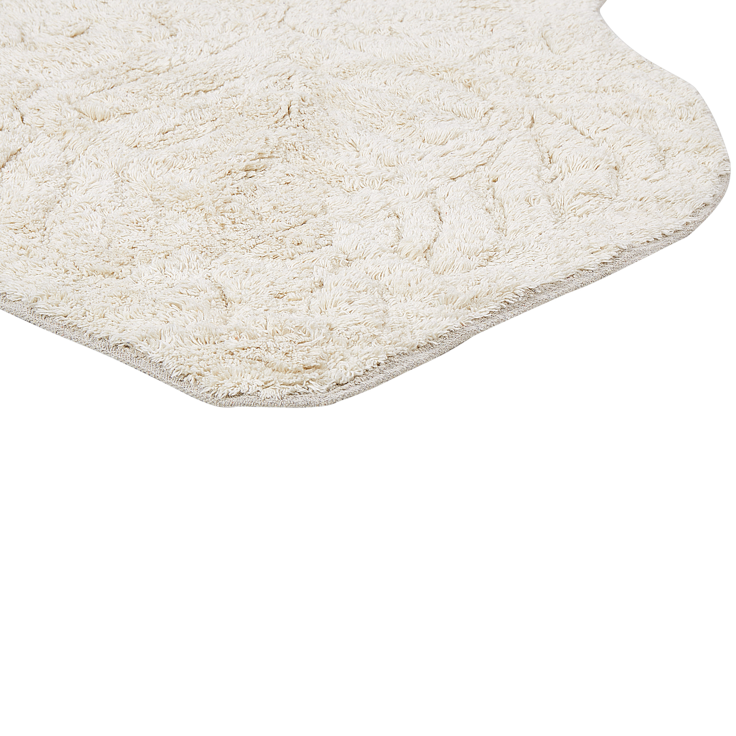 Bath Mat Beige Cotton 150 x 60 Irregular Shape