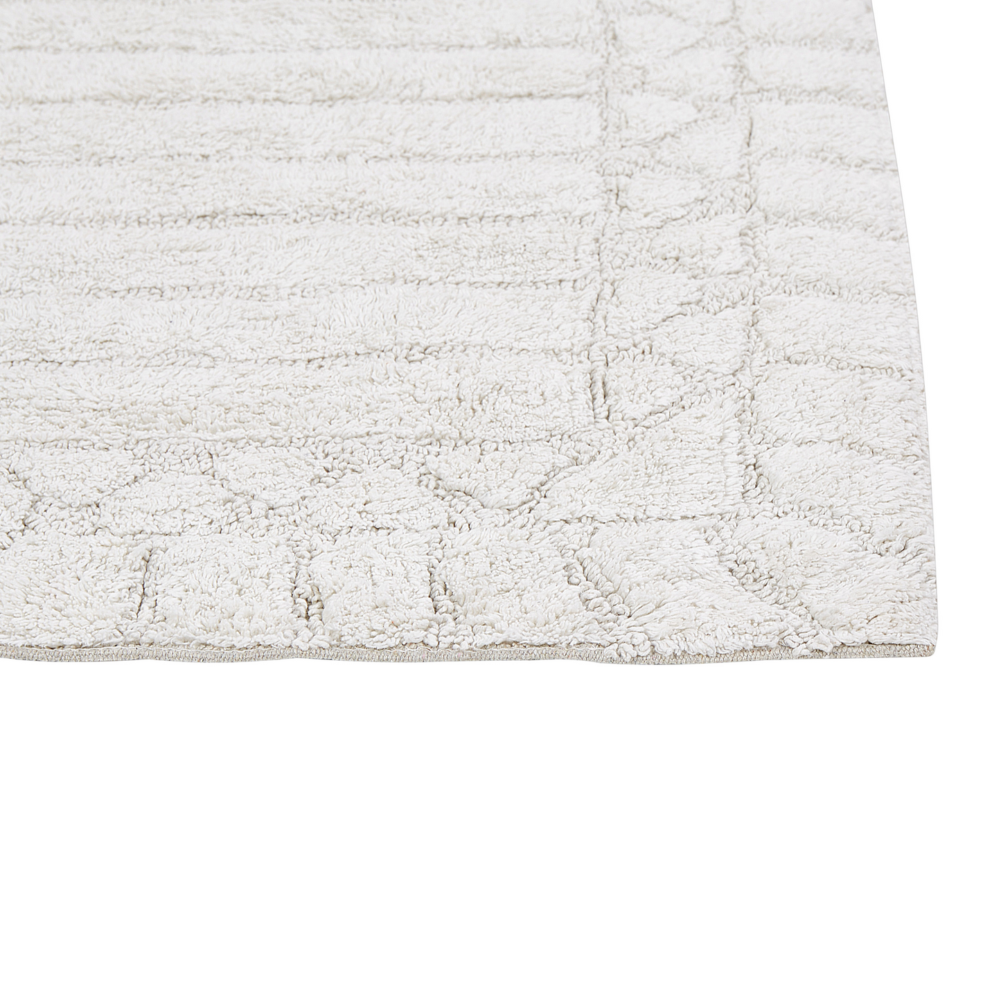 Bath Mat Beige Cotton 60 x 90cm Geometric Pattern Modern