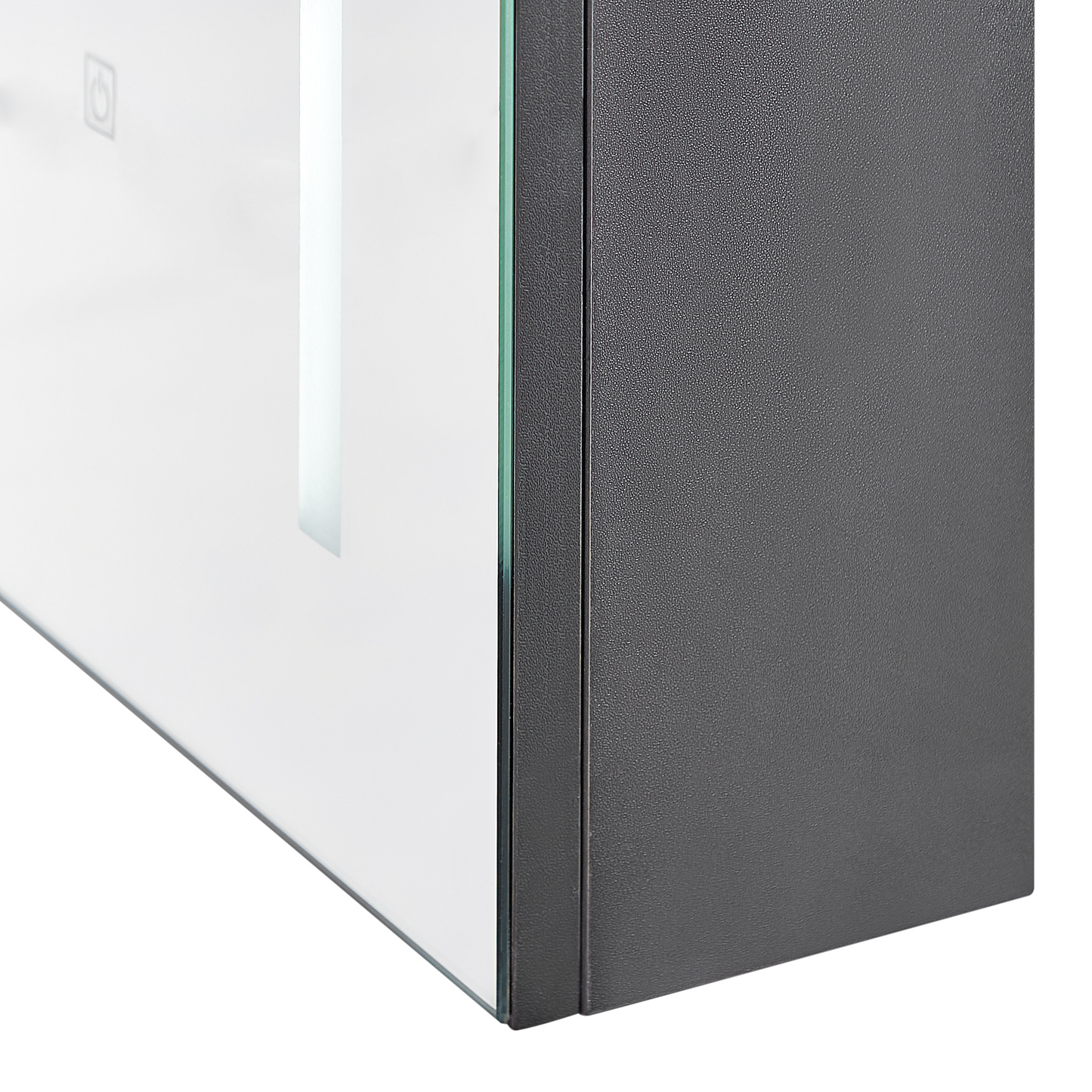 Mirror Cabinet Black Glass Engineered Wood With LED 40 x 60cm