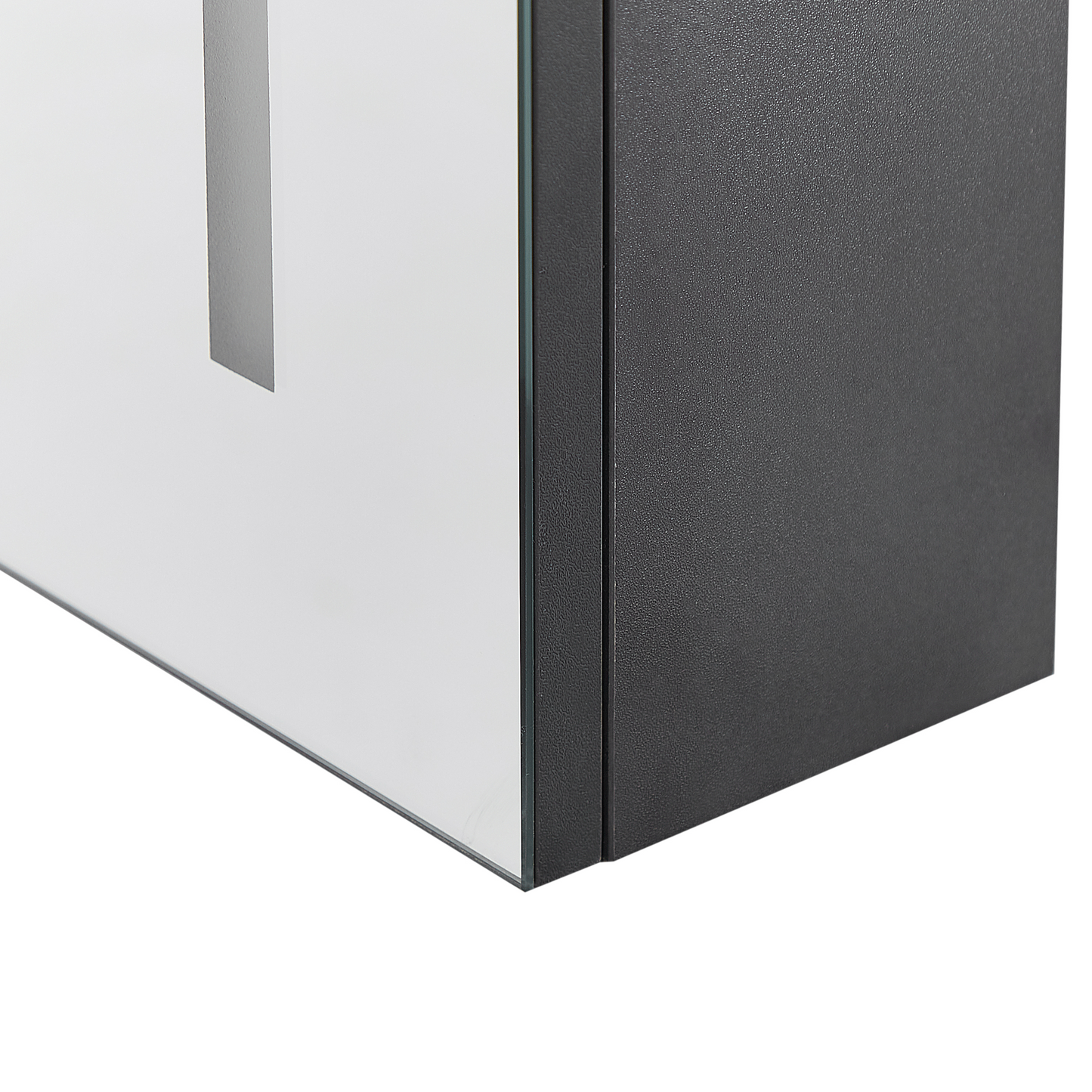 Bath Mirror Cabinet Black Plywood 60 x 60cm LED 2 Door