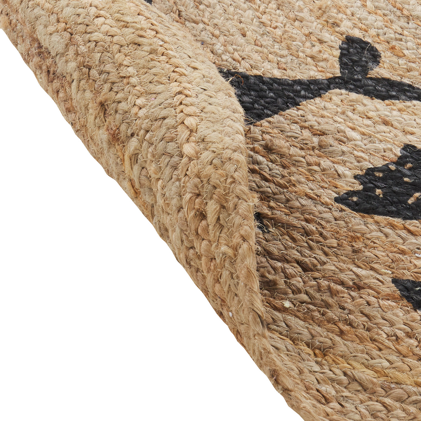 Beige Jute Round Rug 120cm Boho Animal Pattern