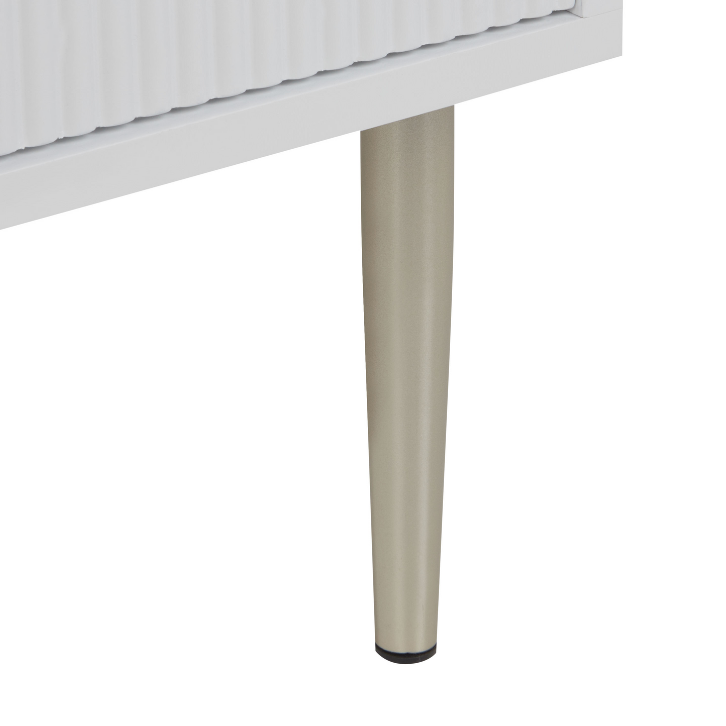 NordicNest White MDF Sideboard With 2 Doors And 2 Storage Shelves Metal Legs Fluted Doors Modern Bedroom