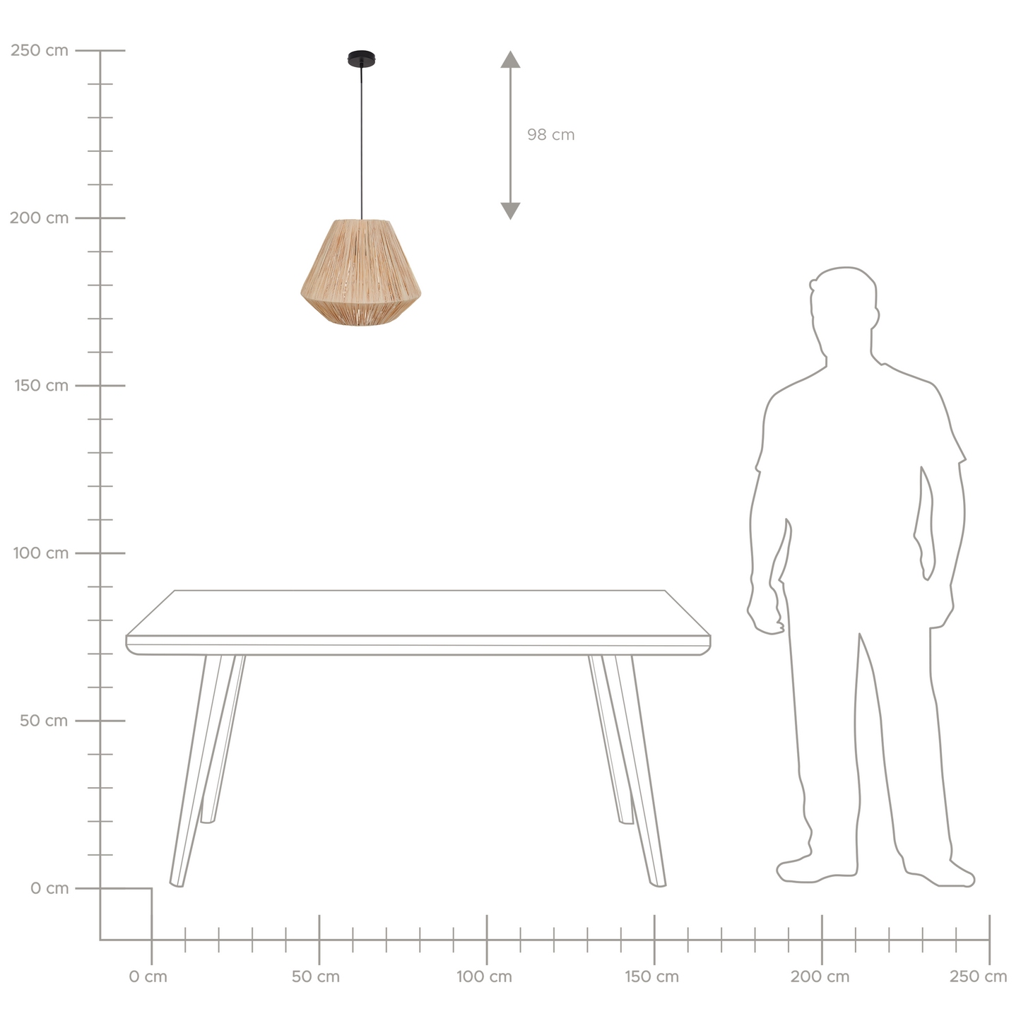 Pendant Lamp Natural Straw Shade Black Iron Base
