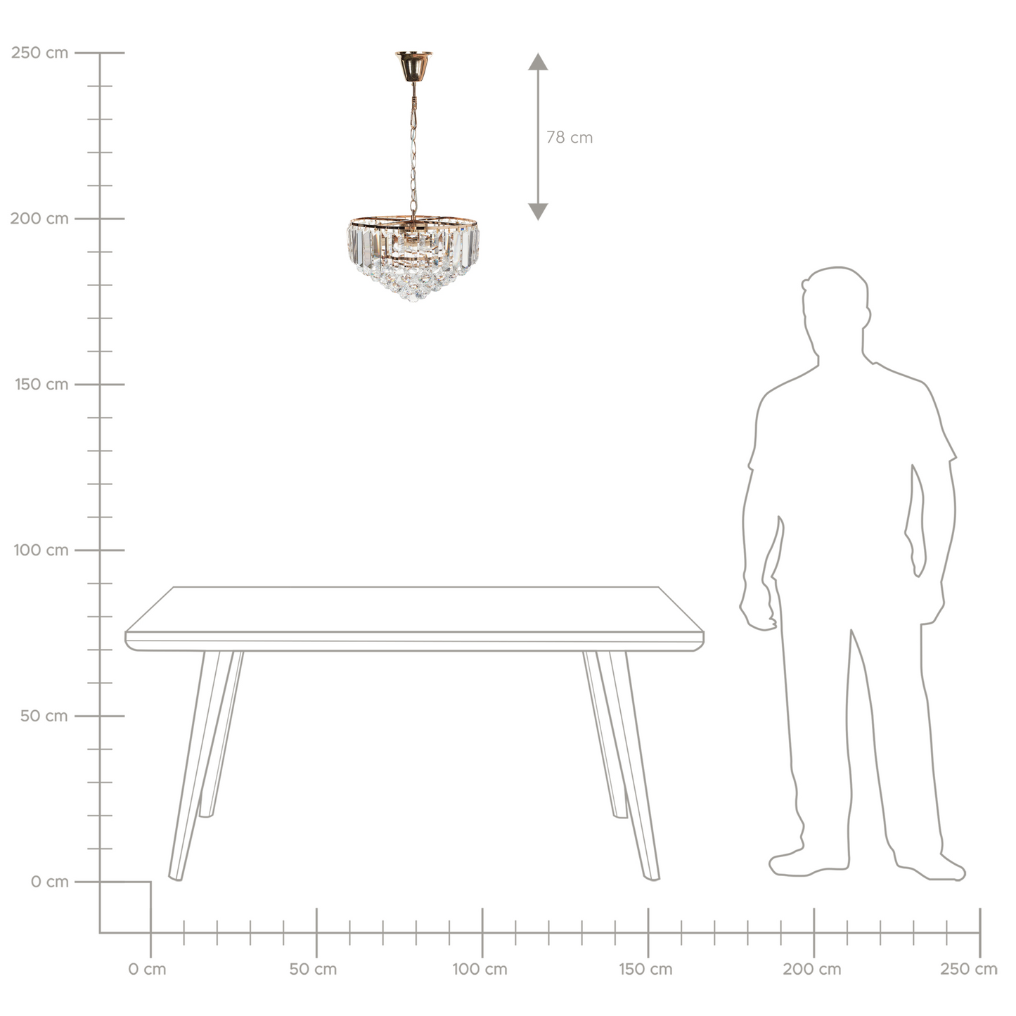 Chandelier Gold Metal 40cm Pendant Crystal Lamp