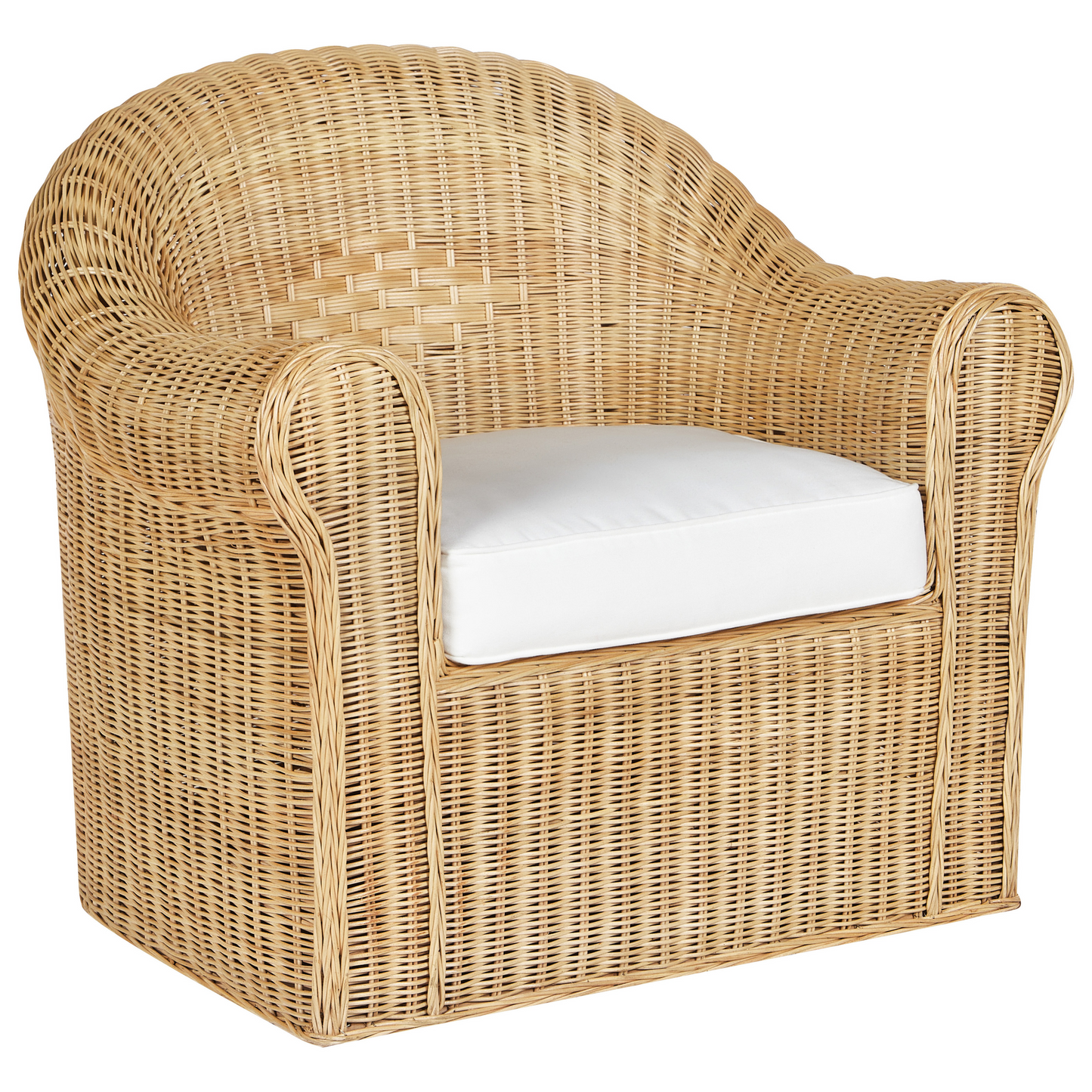 5 Seater Garden Sofa Set Natural Rattan White Cushions
