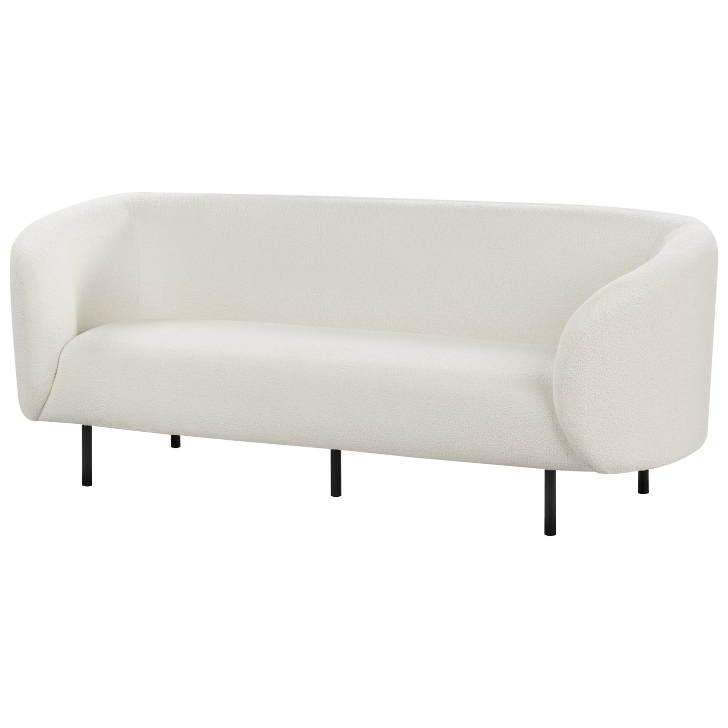 White Boucle 3 Seater Sofa Set Black Legs