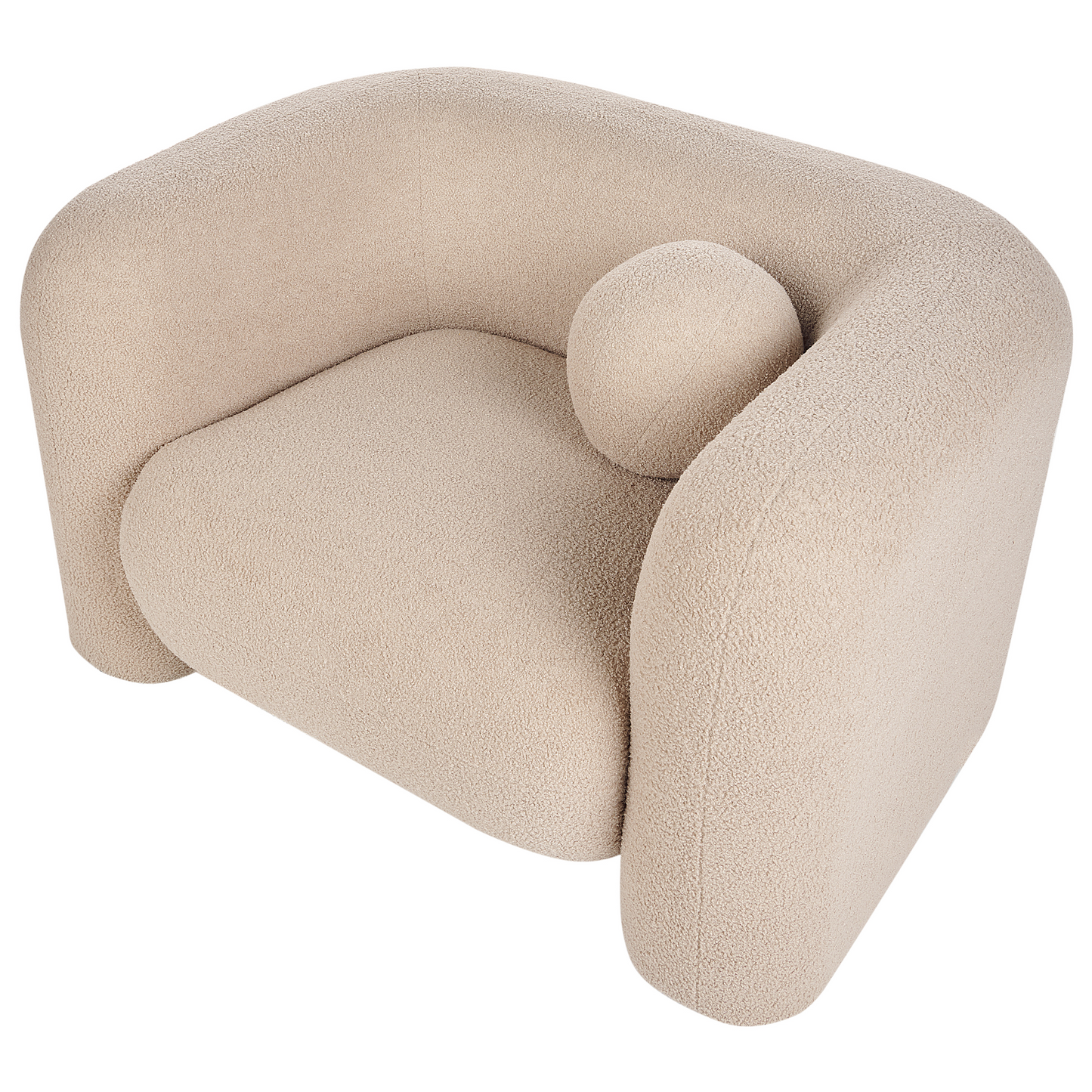 5 Seater Boucle Sofa Set Beige Armchair And Extra Cushions