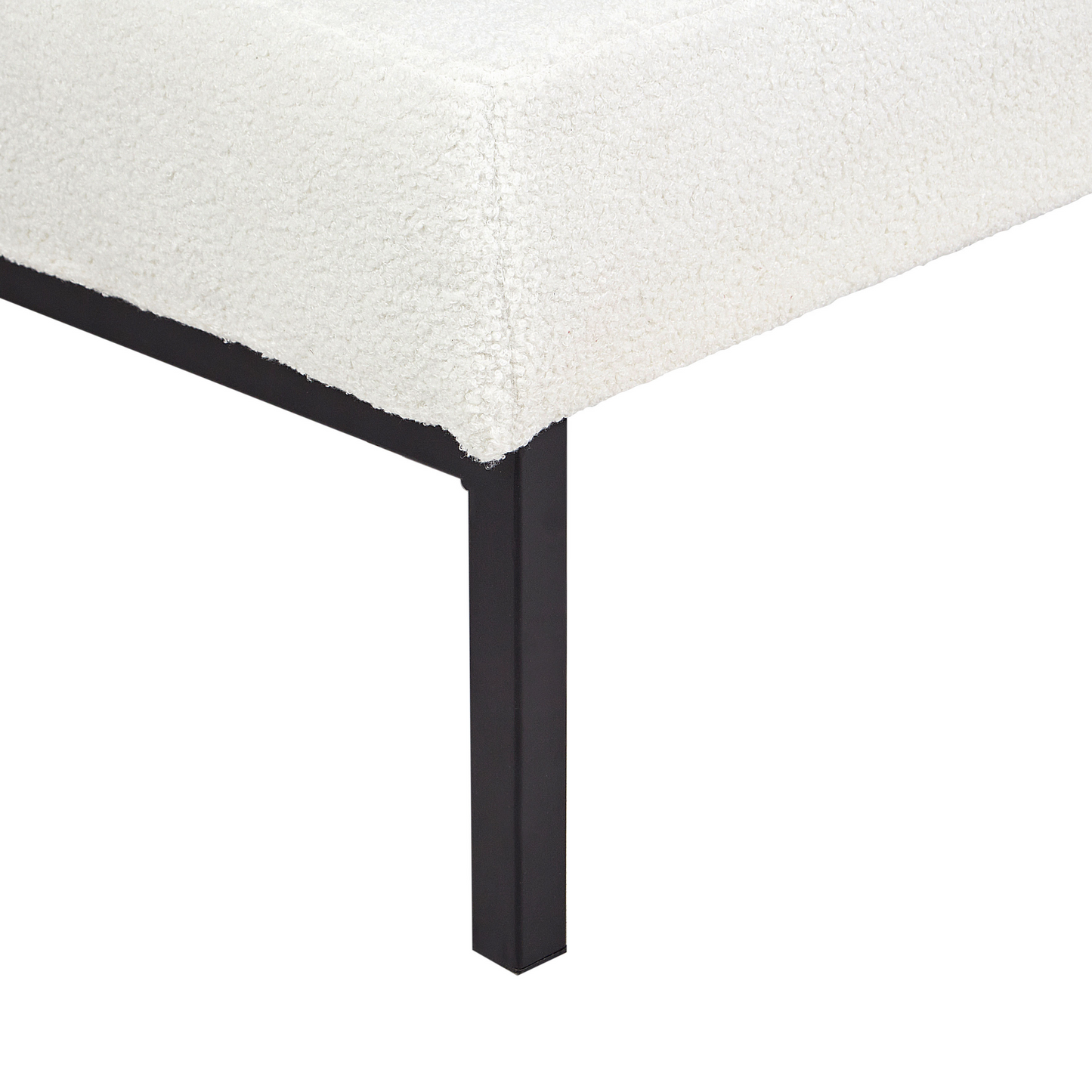 Modern White Boucle Chaise Longue With Metal Legs