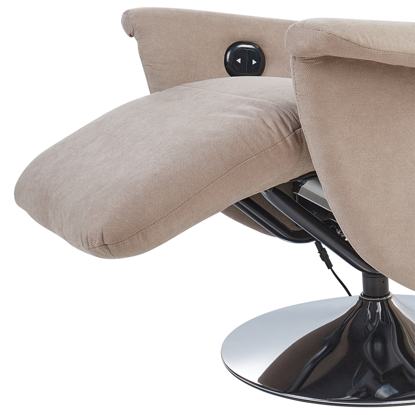 Reclining Armchair Taupe Polyester With Adjustable Back And Pull Out Footstool