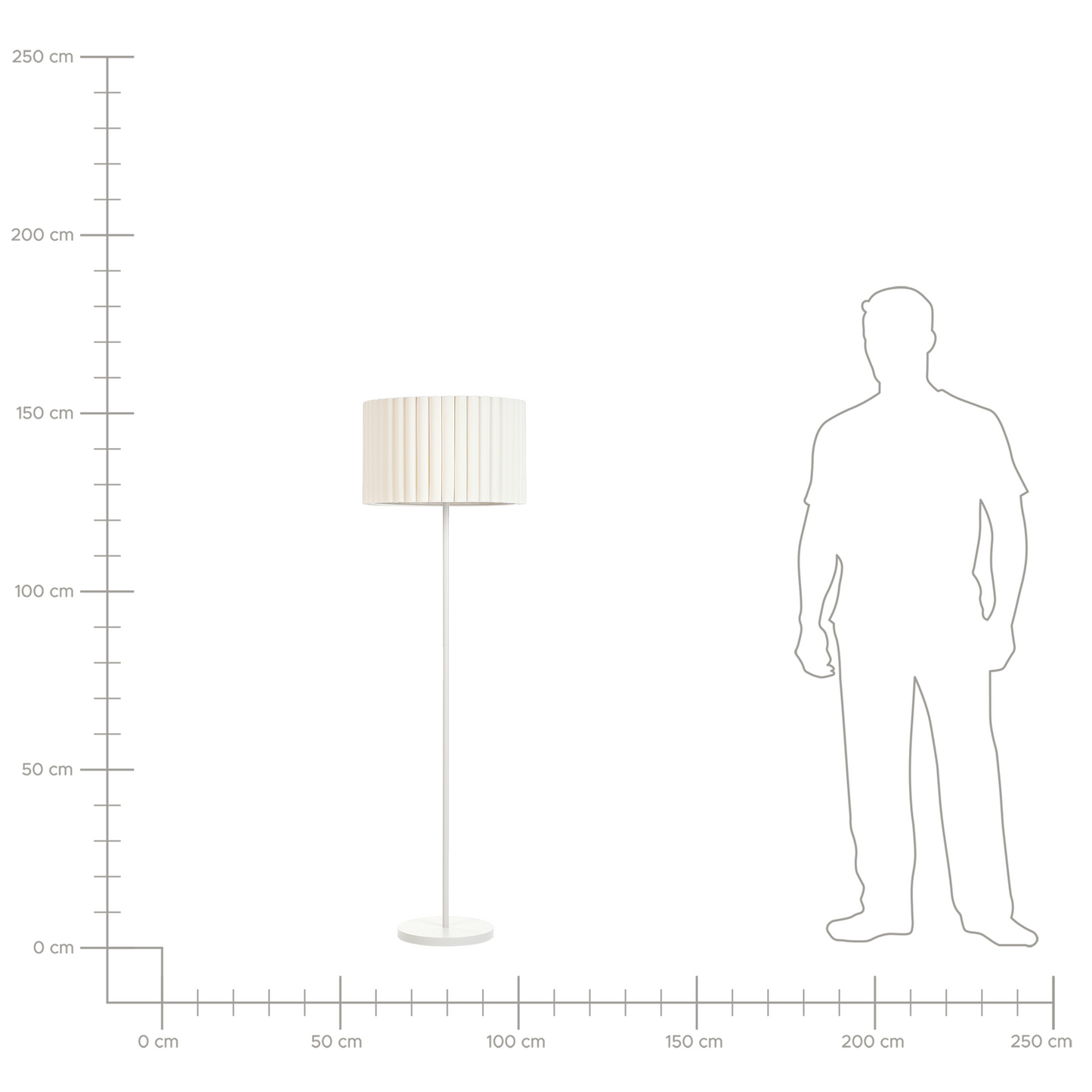 Floor Lamp Off-White 154cm Drum Shade Iron Base
