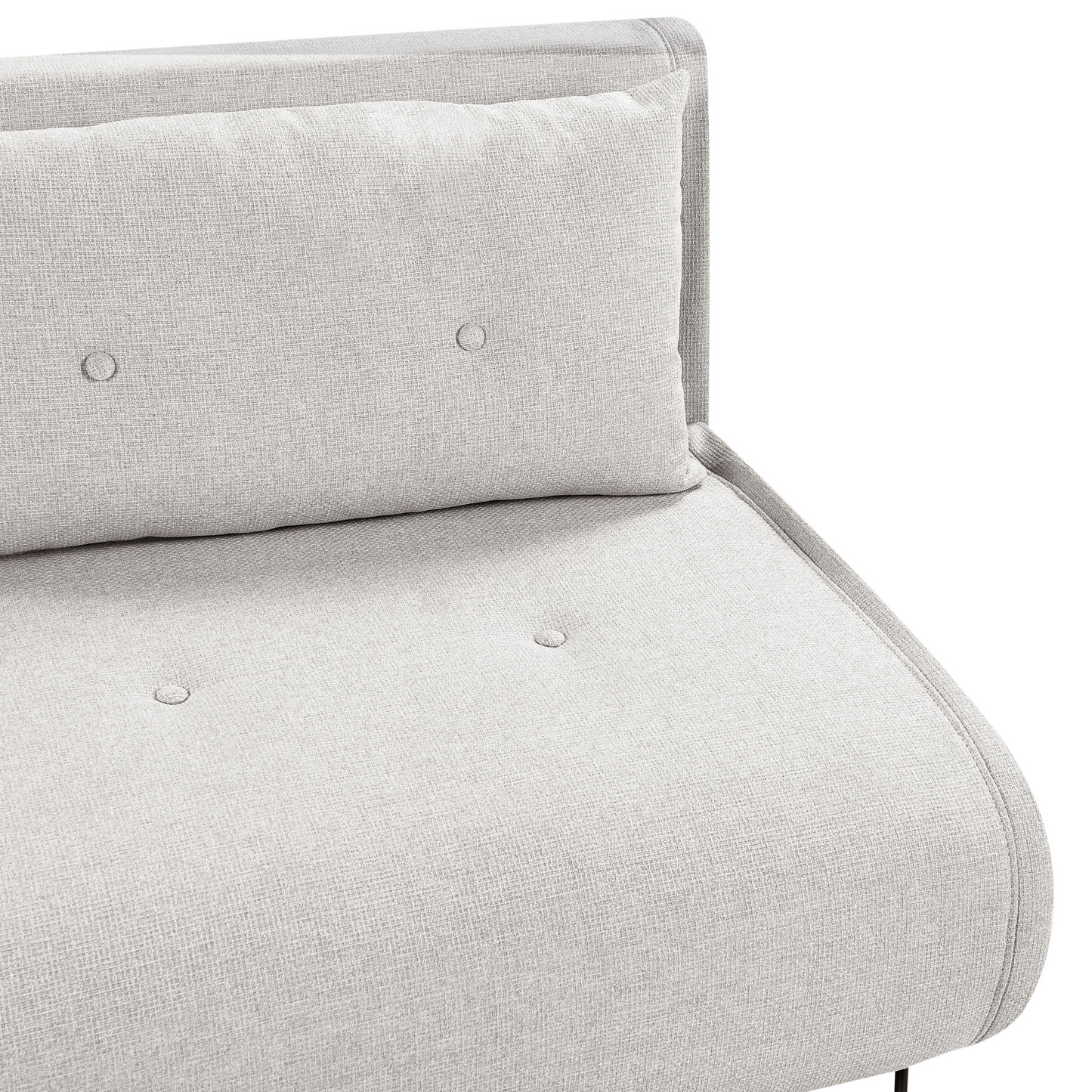 1 Seater Small Sofa Bed Light Grey Fabric Armless Sleeper