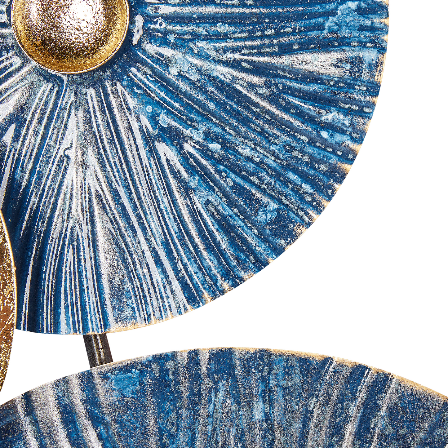 Studio Handcrafted Iron Wall Art Modern Hanging Decor Blue And Gold Elegant Accent Piece For Living Rooms