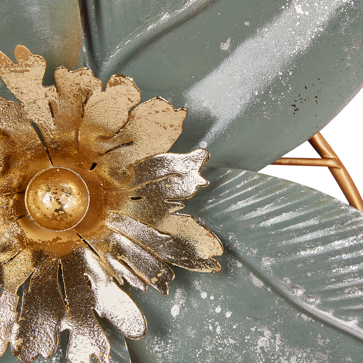 Gold Iron Handmade Wall Art Modern Floral Decor With Delicate Butterflies And Golden Accents