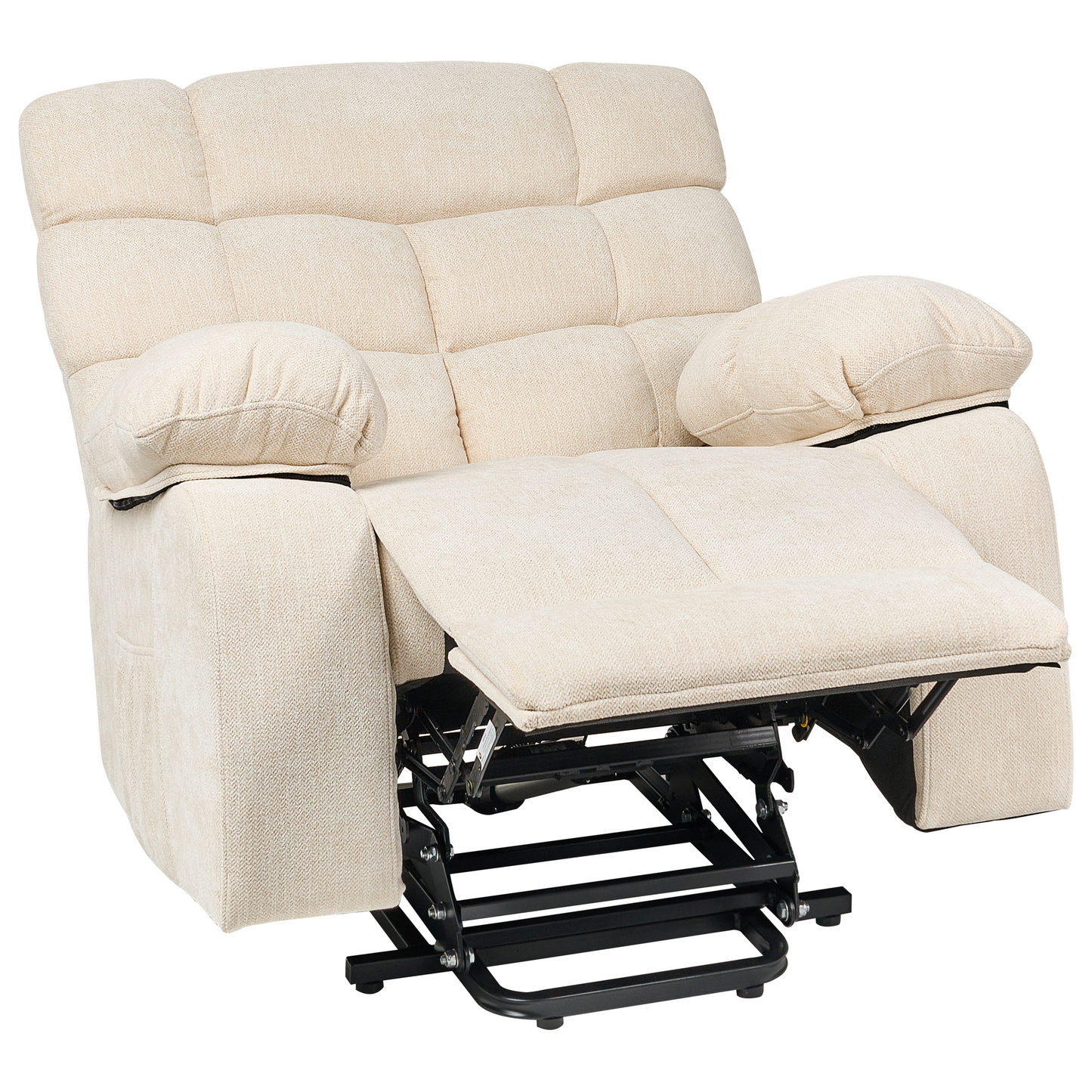 Electric Recliner Armchair Light Beige With Footrest Lift