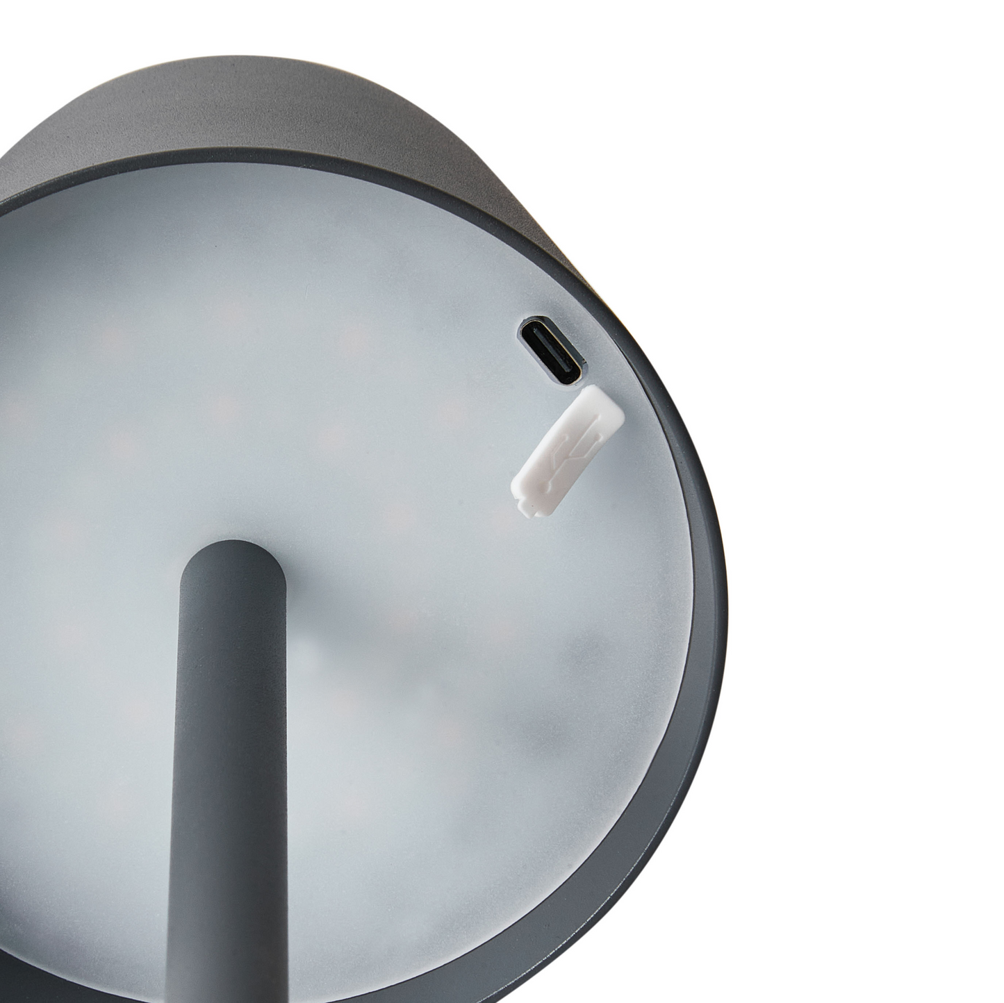 Table Lamp Dark Grey Iron Aluminium Indoor Outdoor USB Port For Easy Charging Modern