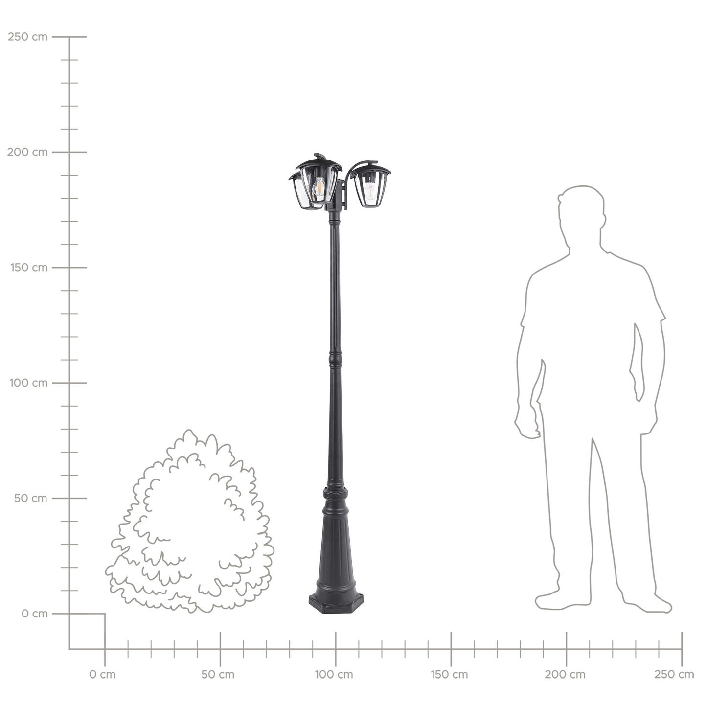 3 Light Black Aluminum Garden Lamp Post With Modern Shade