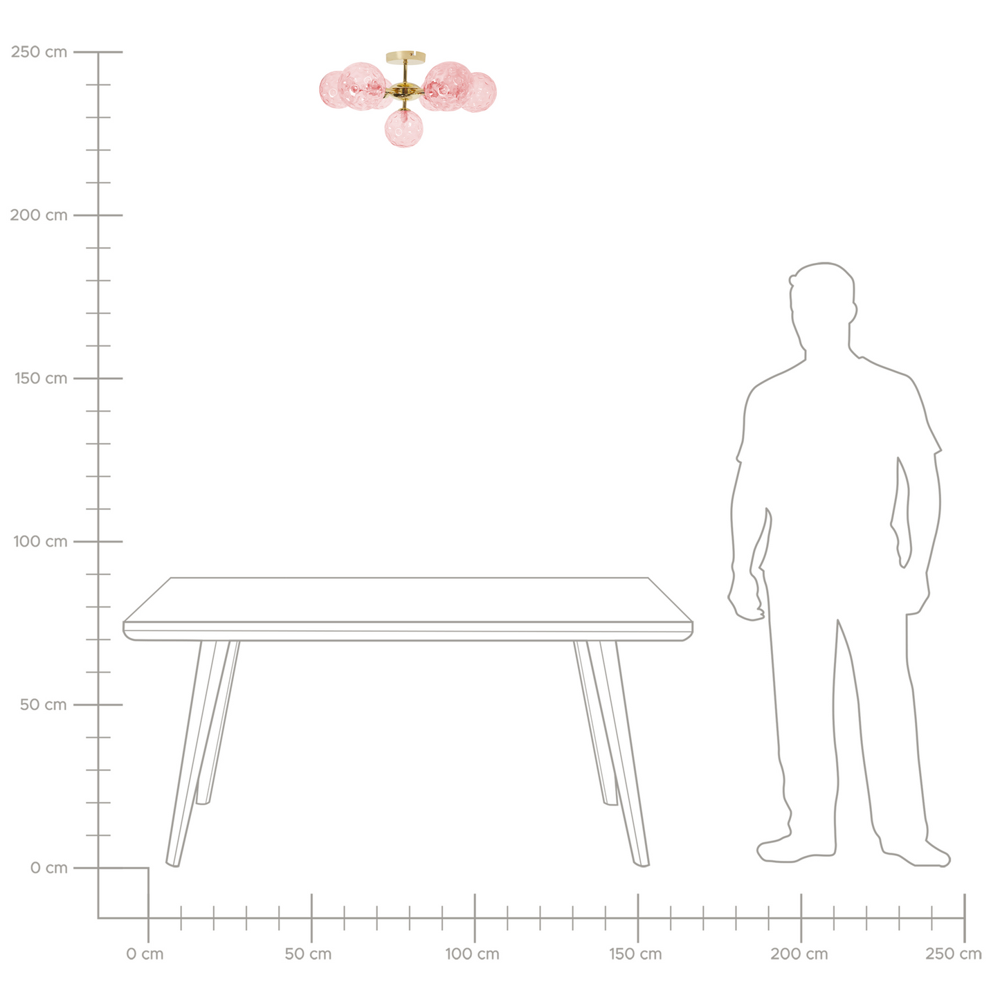 Living Seven Light Pink Gold Glass Iron Ceiling Light