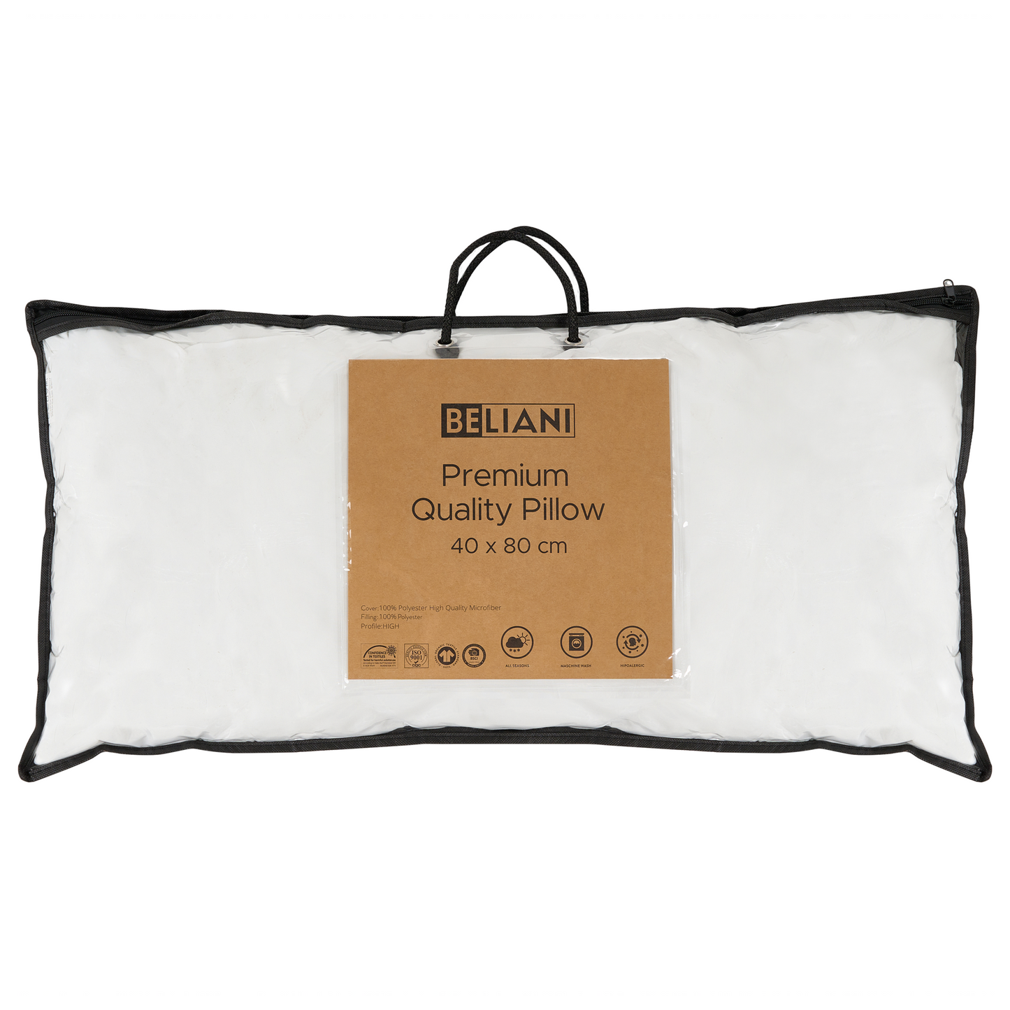 2 Pack White Microfibre Pillows 40 x 80 High Profile