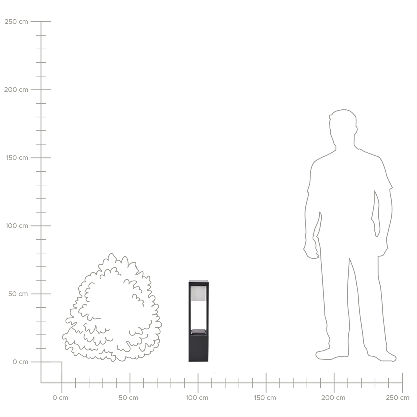 Solar LED Bollard Lamp 60cm Black Metal