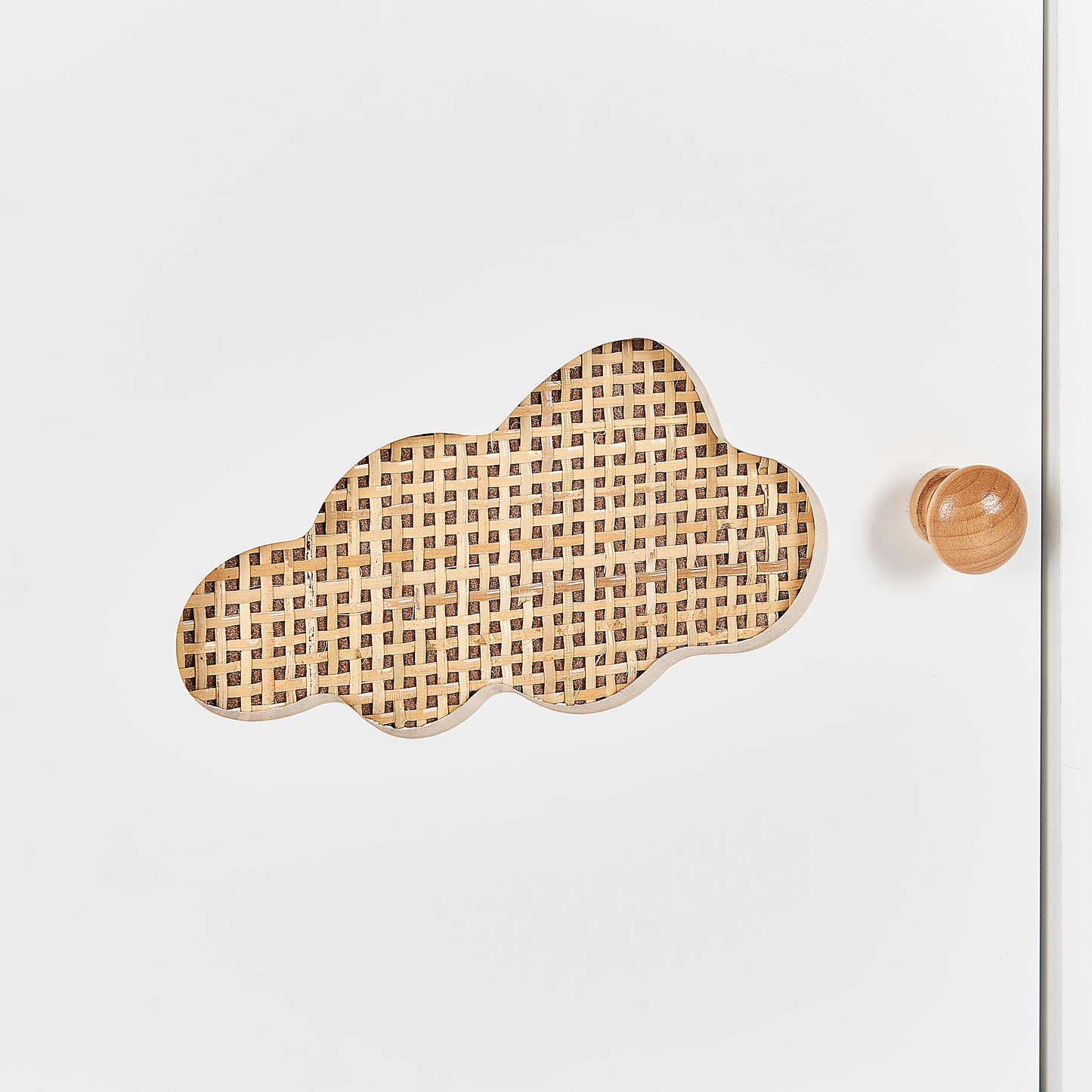 BrightNest Cloud Motif Bookcase White MDF Pine Legs for Kids Room