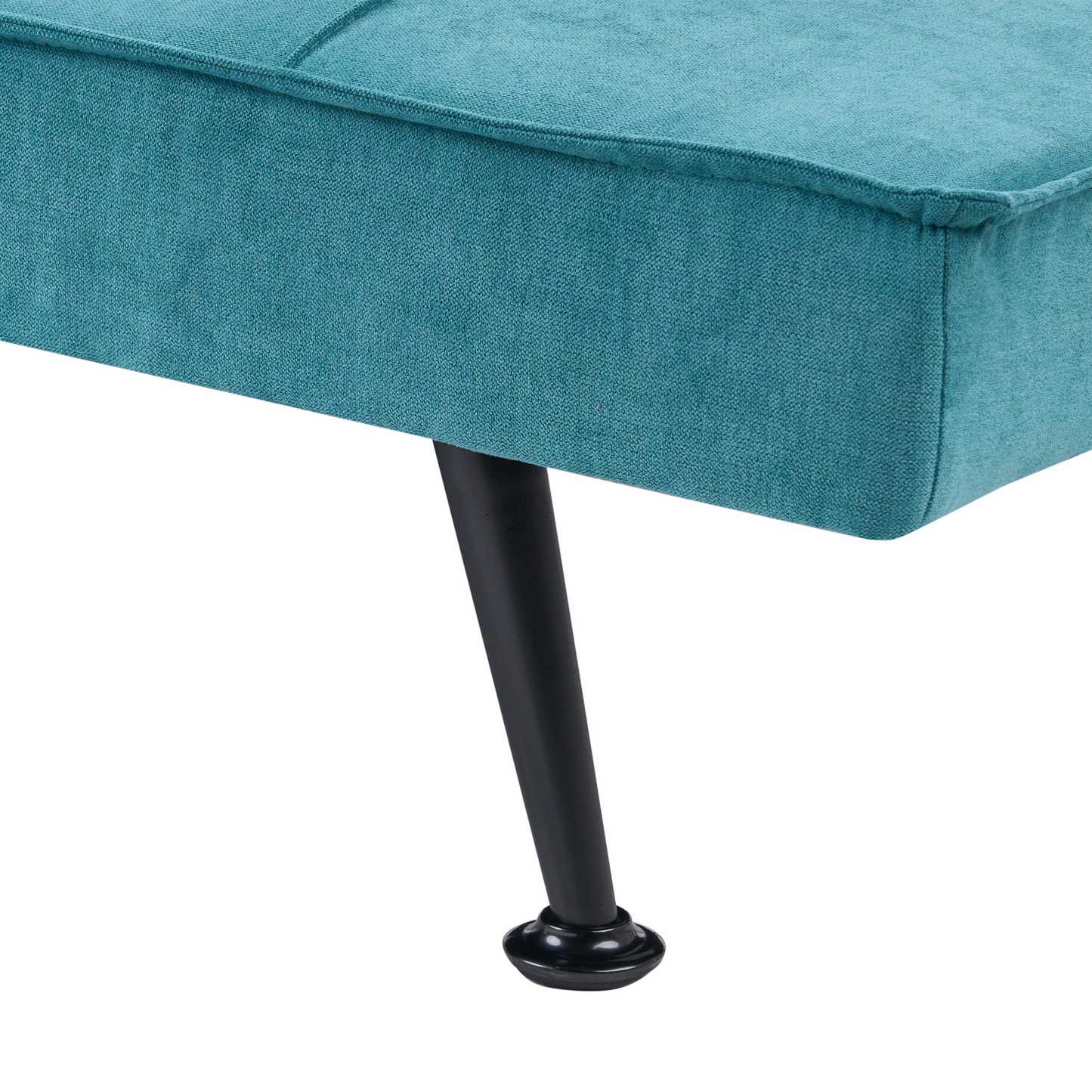 Fabric Sofa Bed 3 Seater Sea Blue Click Clack Quilted Upholstery Armless Guest Bed