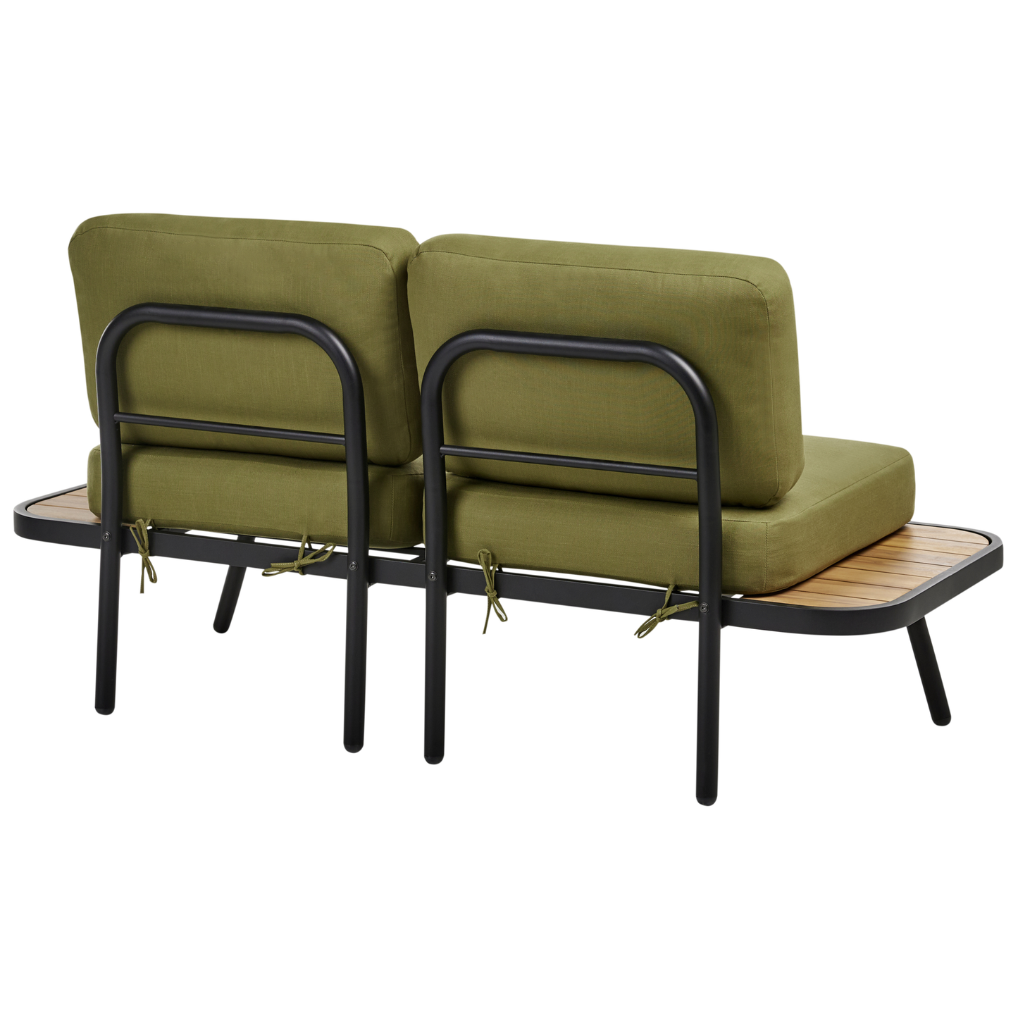 Outdoor 4 Piece Olive Green Acacia Wood Set With Aluminium Frame Cushions