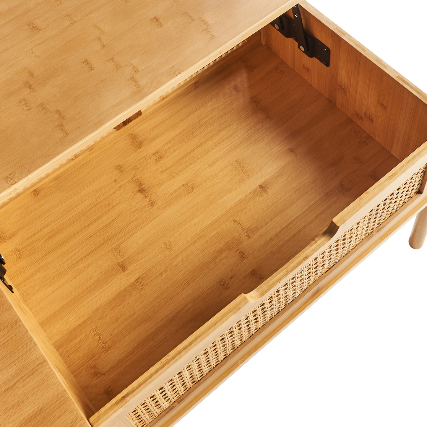 Coffee Table Bamboo Rattan 99 x 48cm with Storage