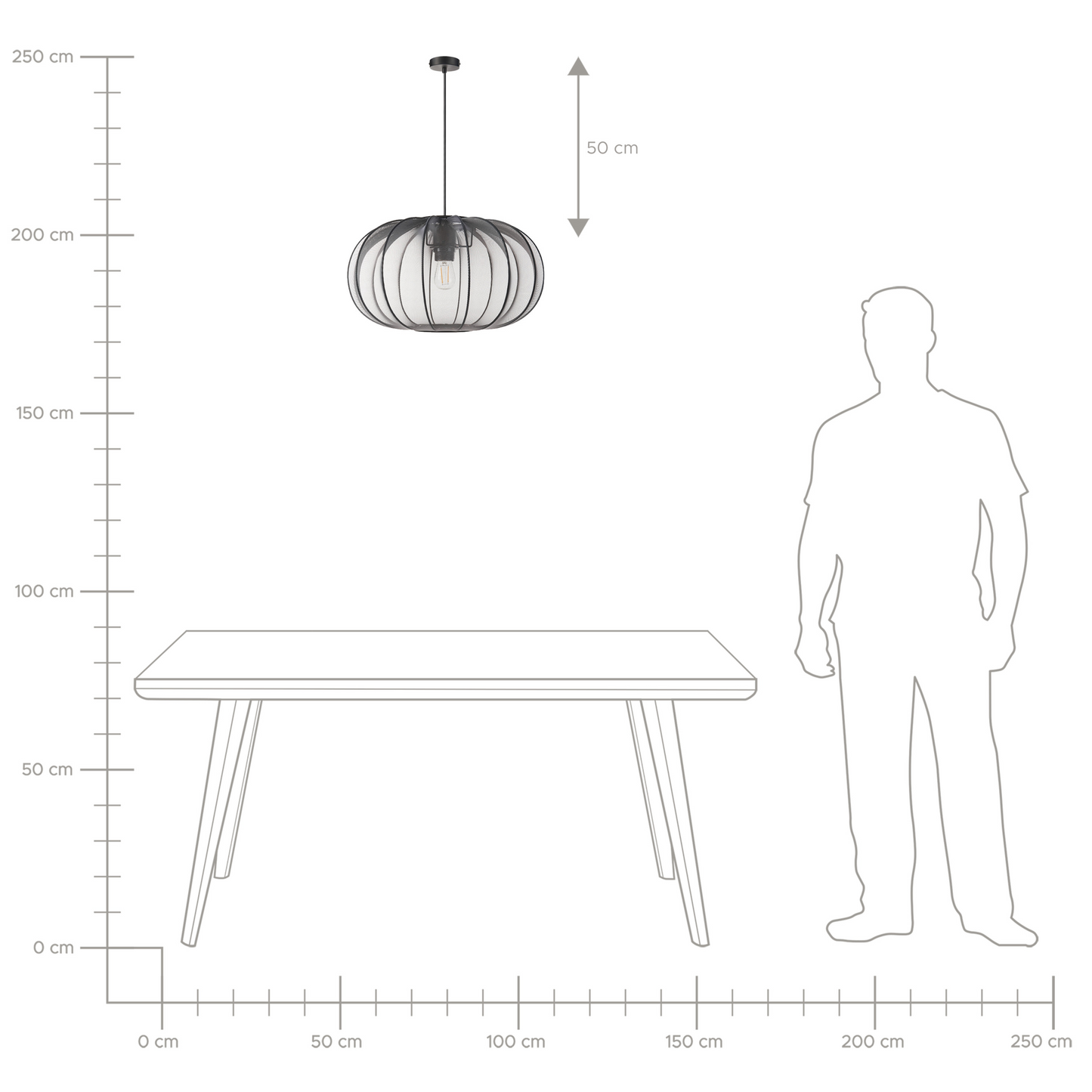 Hanging Pendant Lamp Black Nylon Shade Modern Living Light