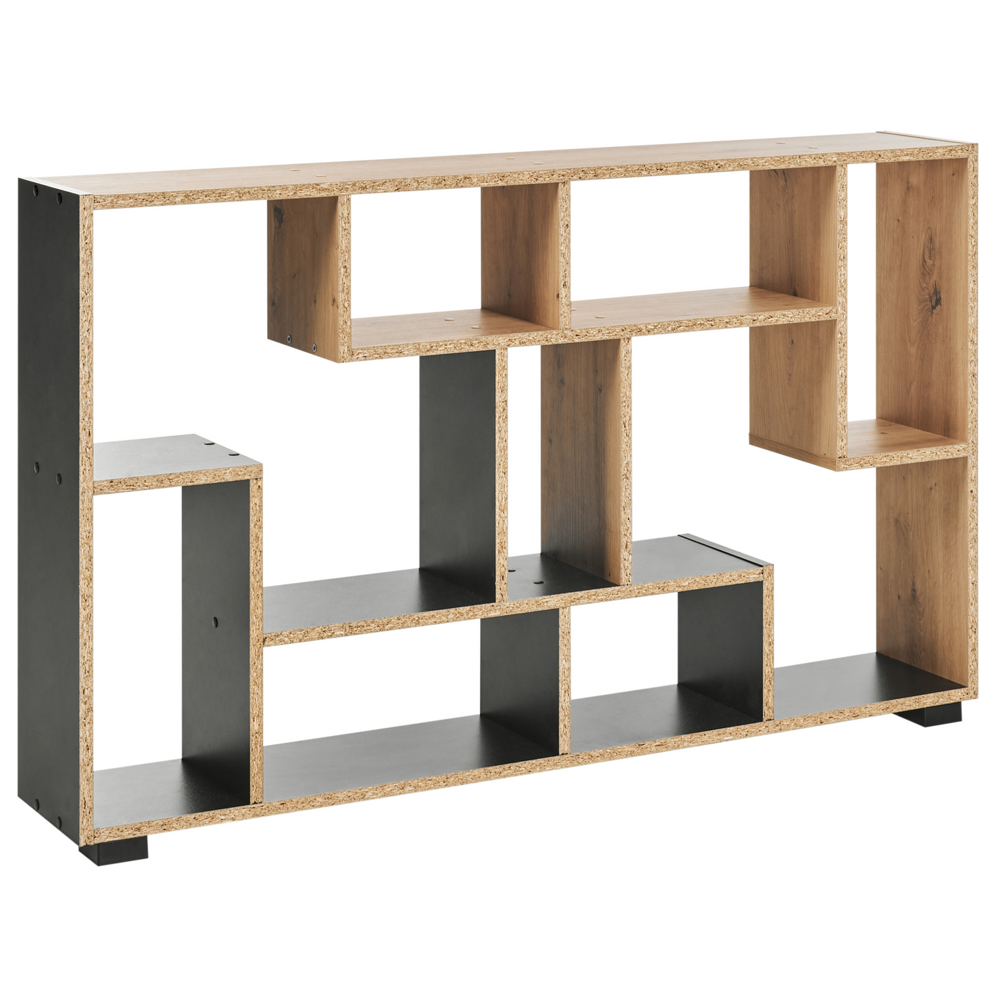 Oak Bookcase Open Back Black Frame