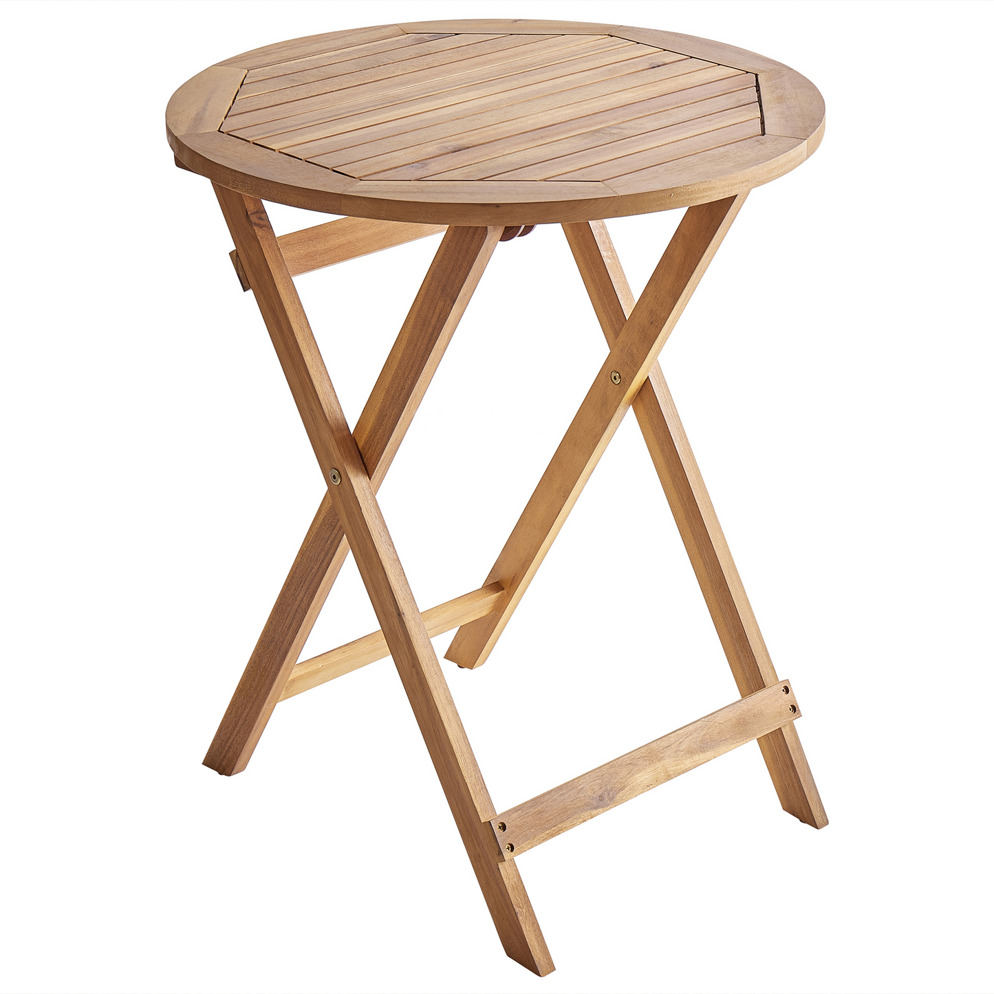 3 Piece Bistro Set Beige Acacia Wood Folding Slatted Design Scandinavian Modern Outdoor