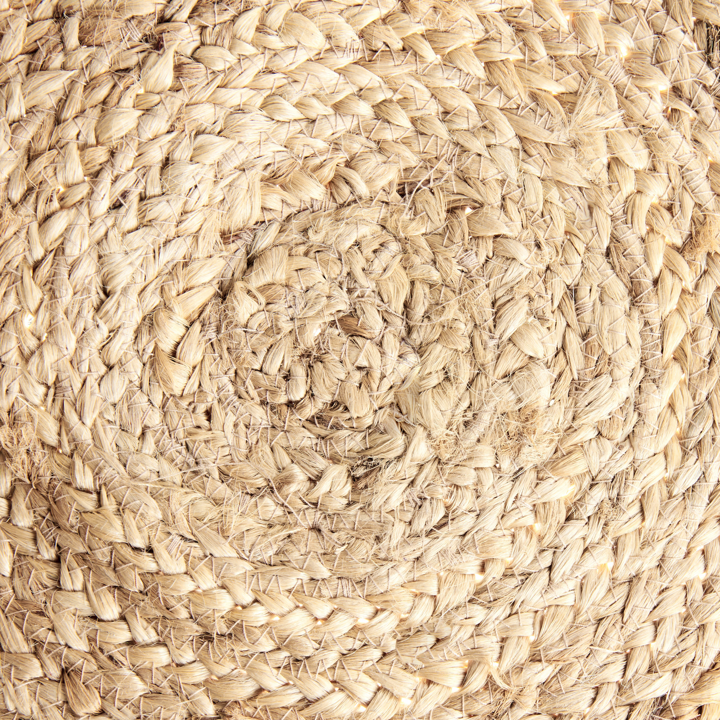 Round Jute Rug 140cm Beige and Dark Blue Braided