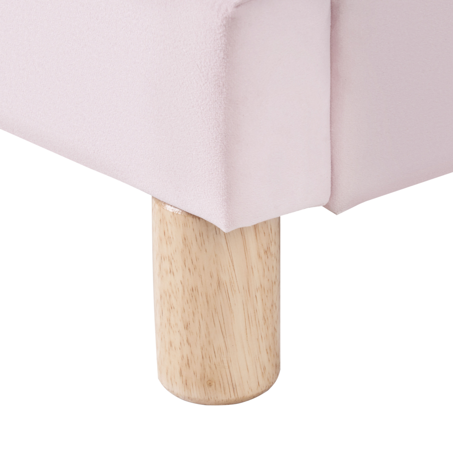 Bed 3ft EU Single Pink And White Velvet Headboard