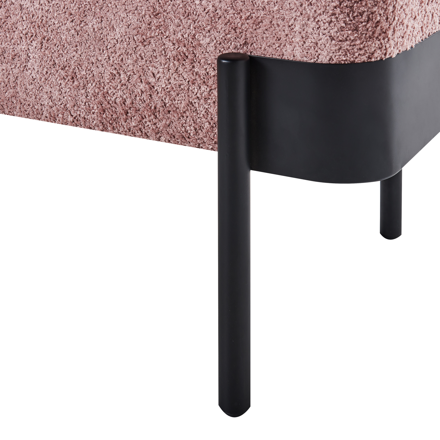 Cottage Design Pink Upholstered Storage Bench Lift-Top Black Legs