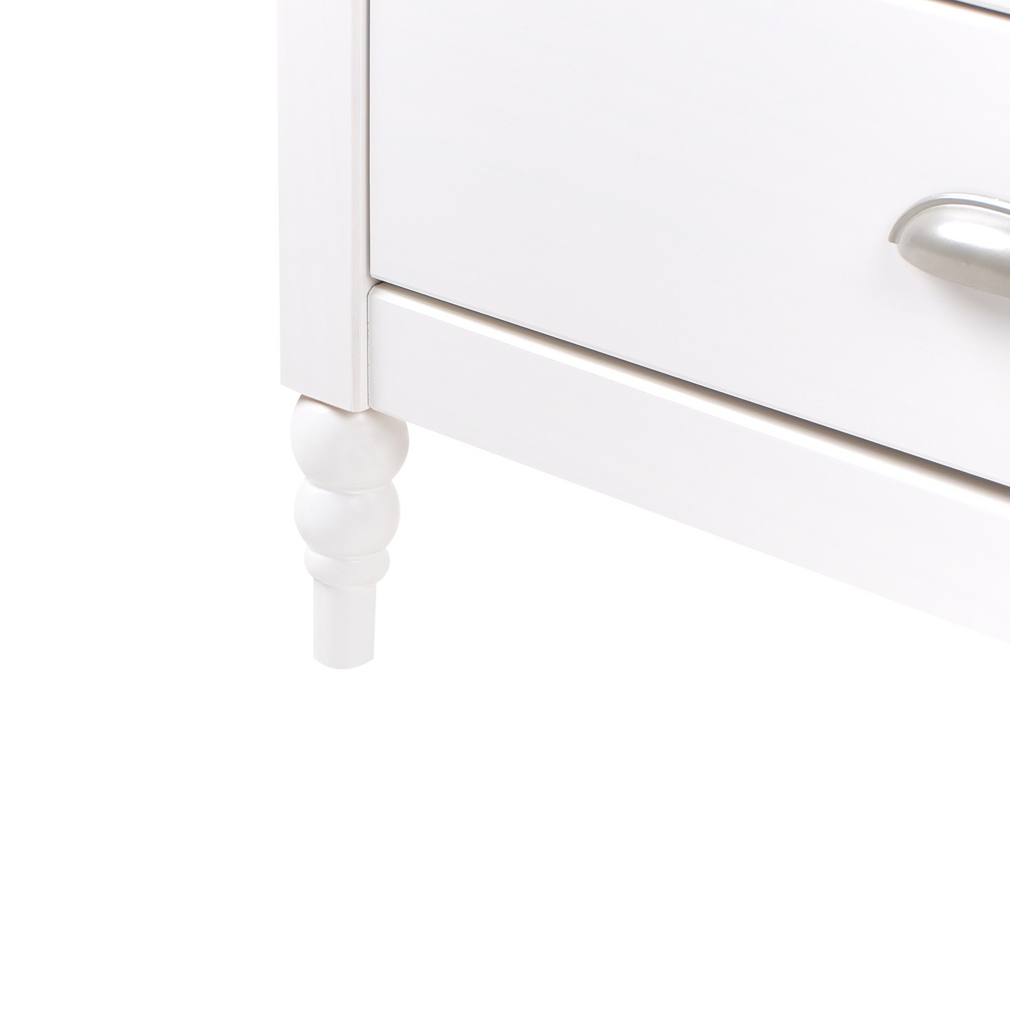 Sideboard White 2 Door 4 Drawer Natural Wood Top