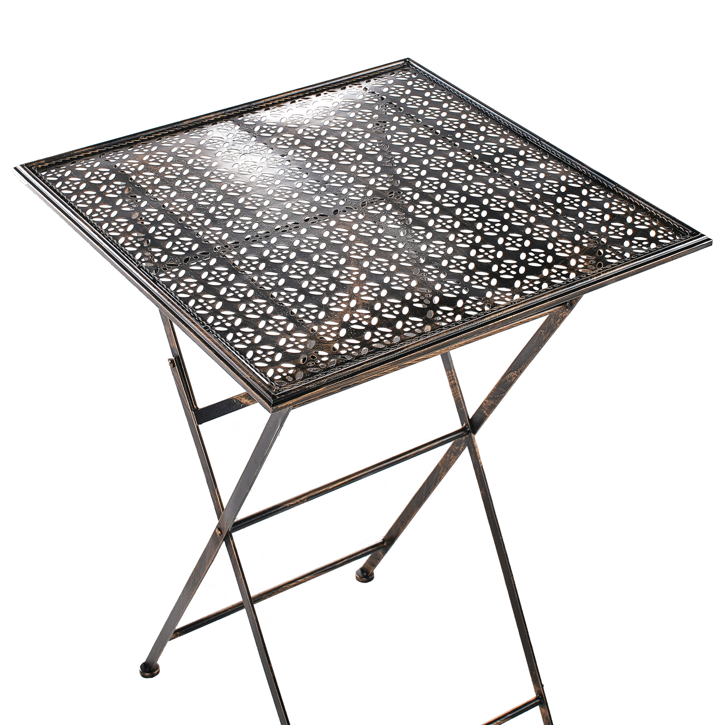 Heritage Iron Garden Bar Set Foldable Black Two Chairs UV Resistant