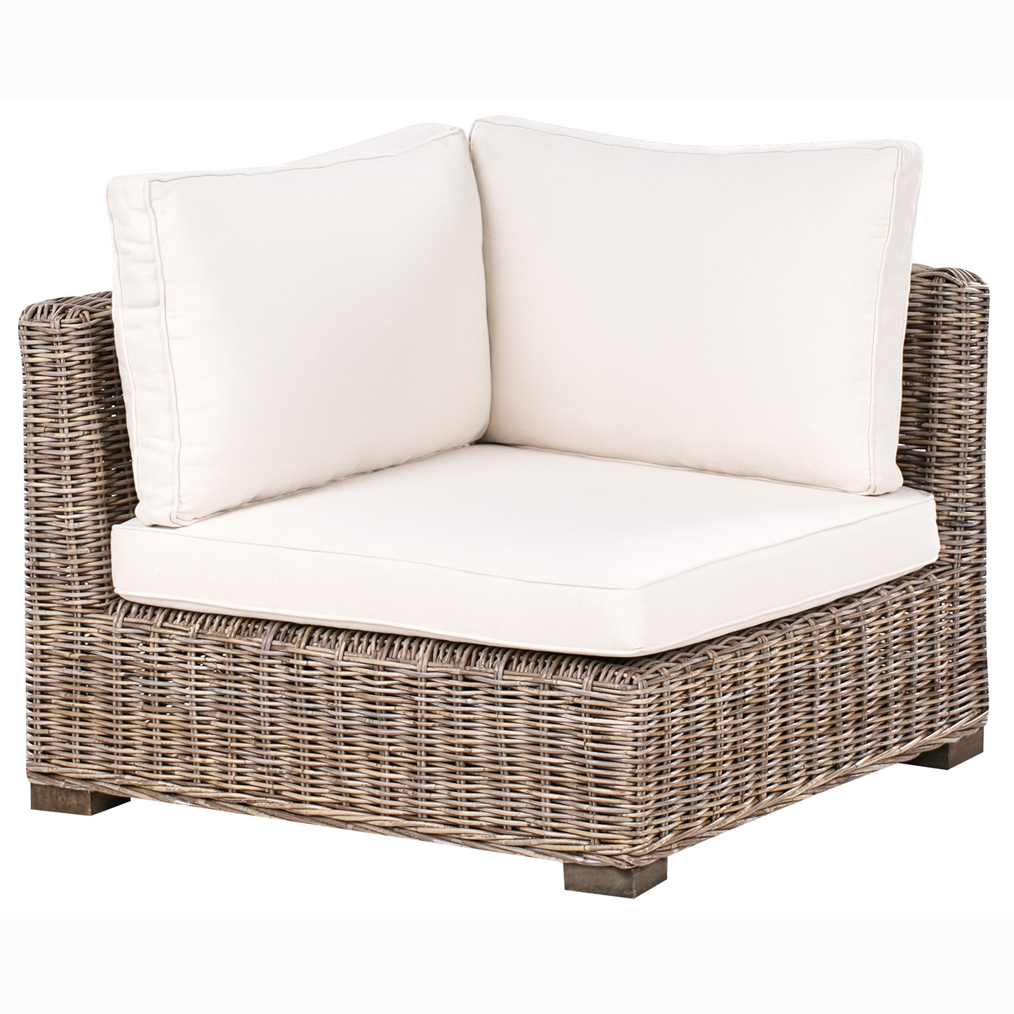 Grey Garden 5 Seater Sofa Set With Natural Rattan Ottoman